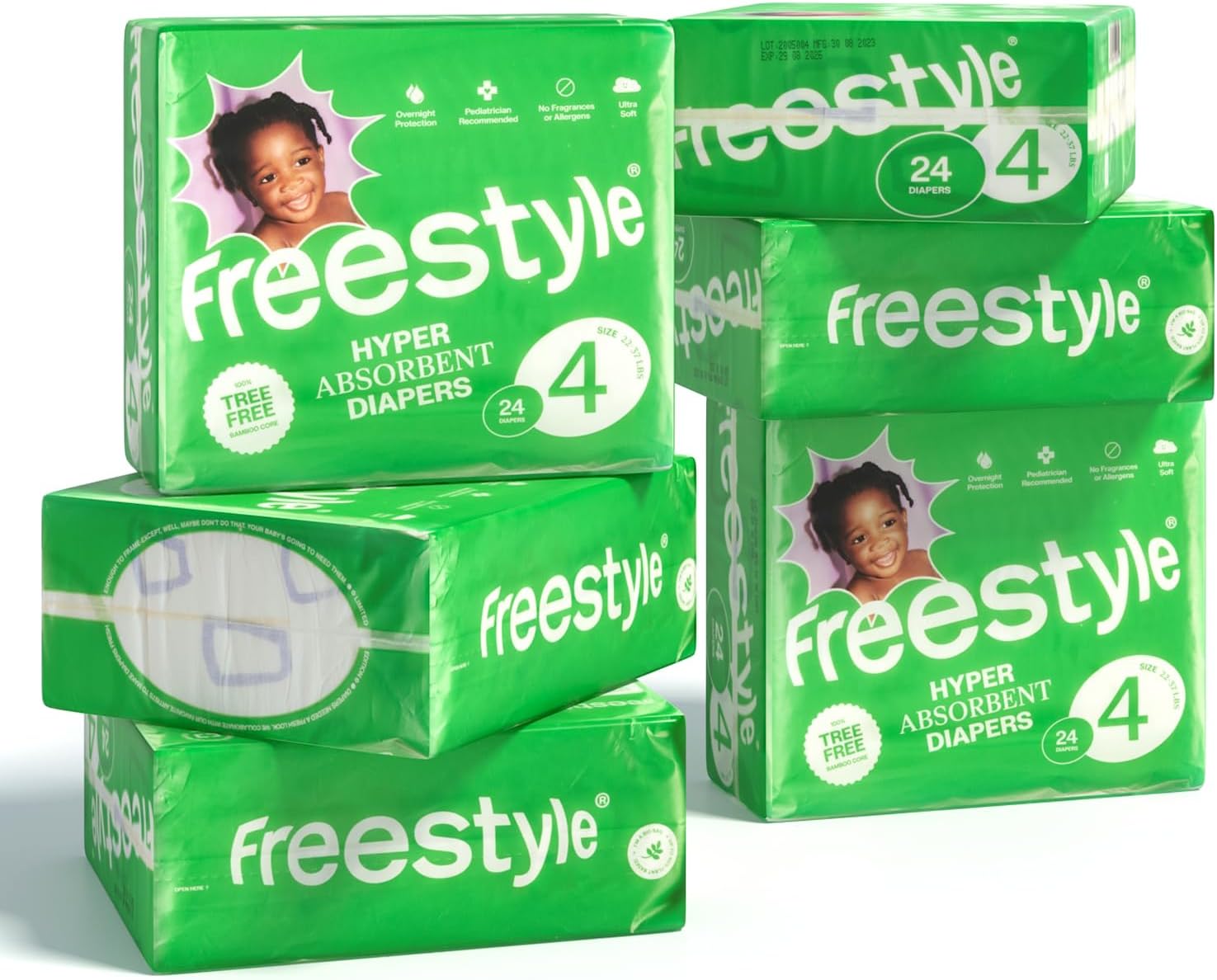 Freestyle Diapers – (Size 4) Hyper Absorbent & Non-Toxic – Disposable Diapers for Sensitive Skin – Ultra Soft Diapers (22-37 lbs) – 144 Count