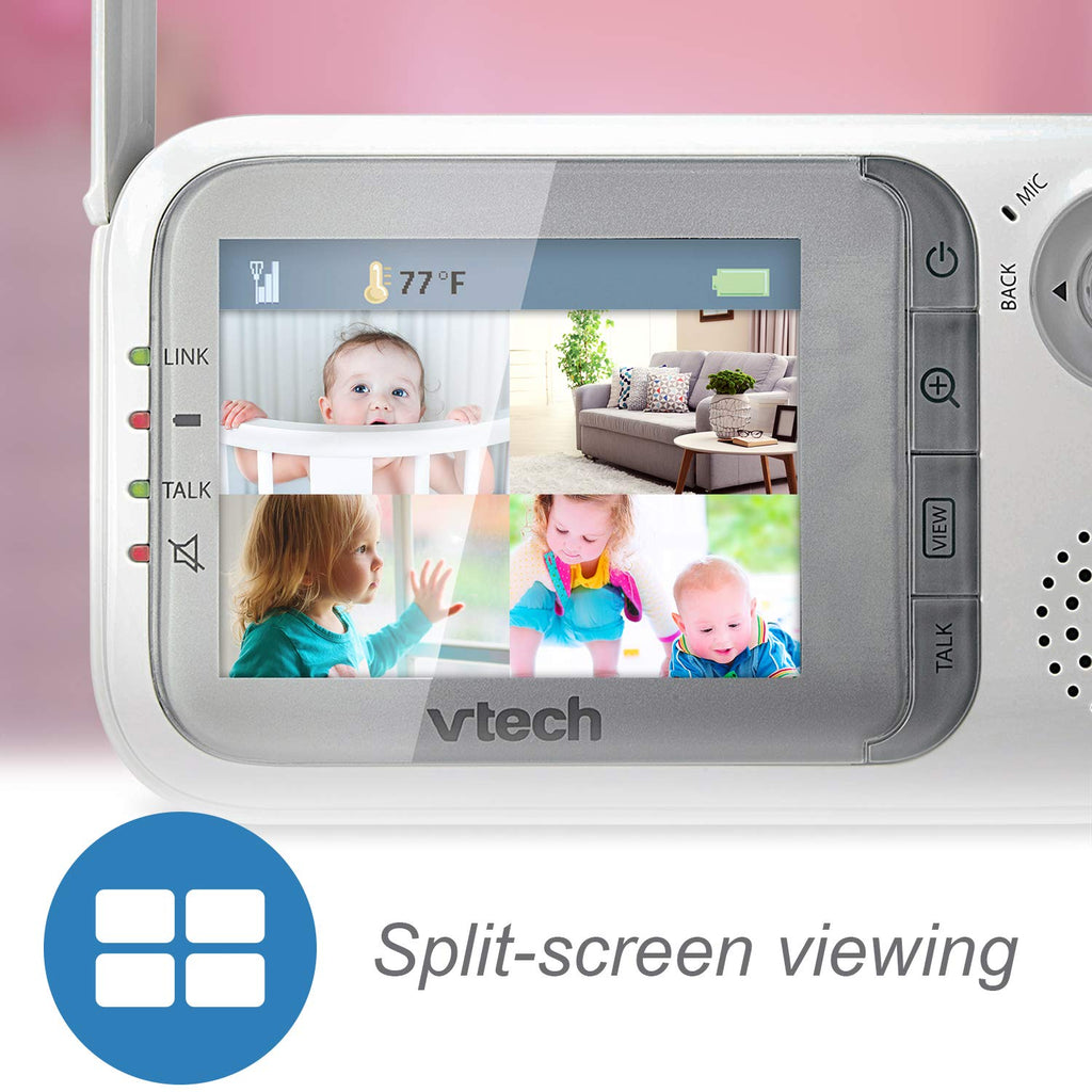 VTech VM321 Video Baby Monitor with Automatic Infrared Night Vision, Adjustable Camera, Zoom, 5 Soothing Lullabies & 1,000 Feet of Range