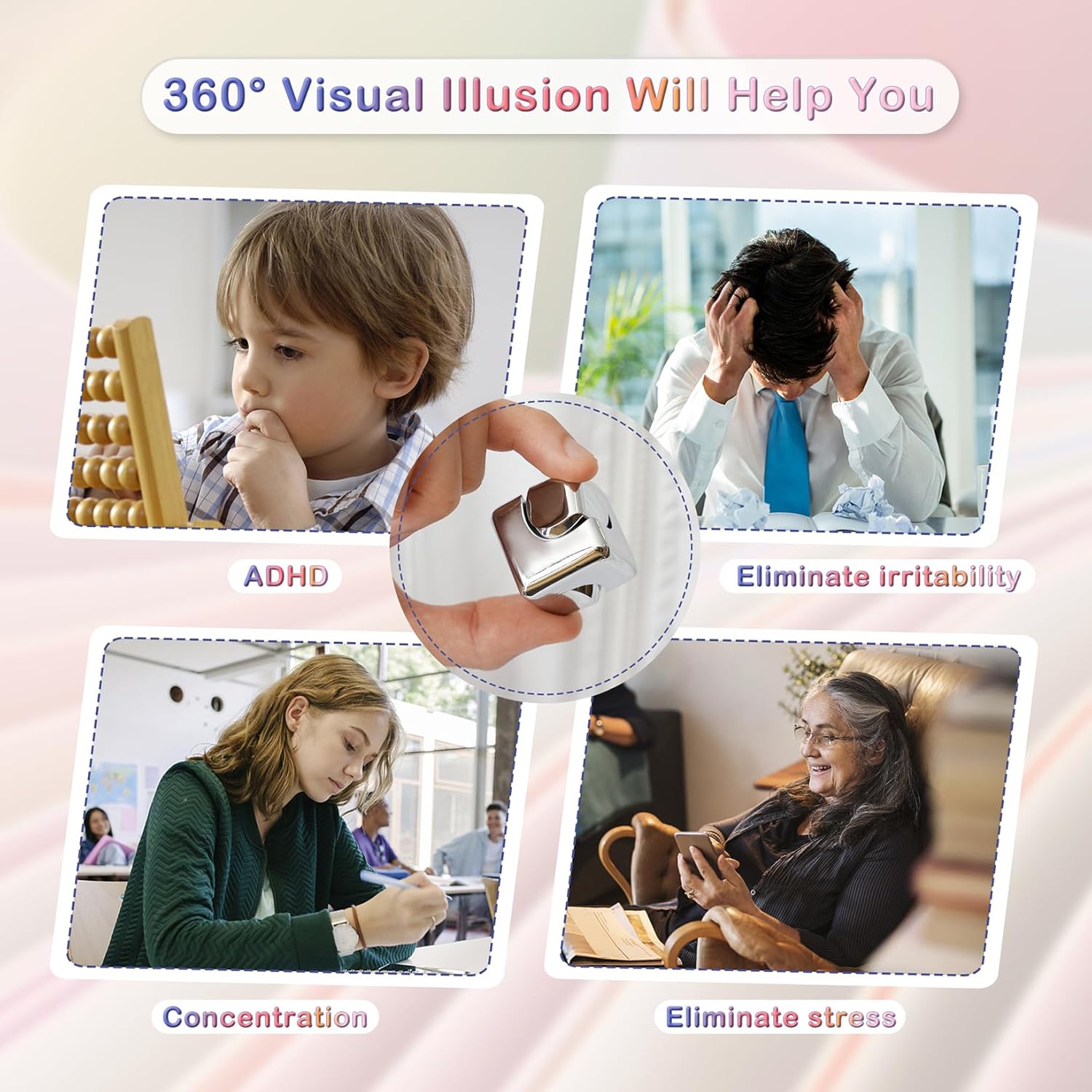 Fidget Toys Kinetic Desk Spinner Cube Toy for Adult Silver