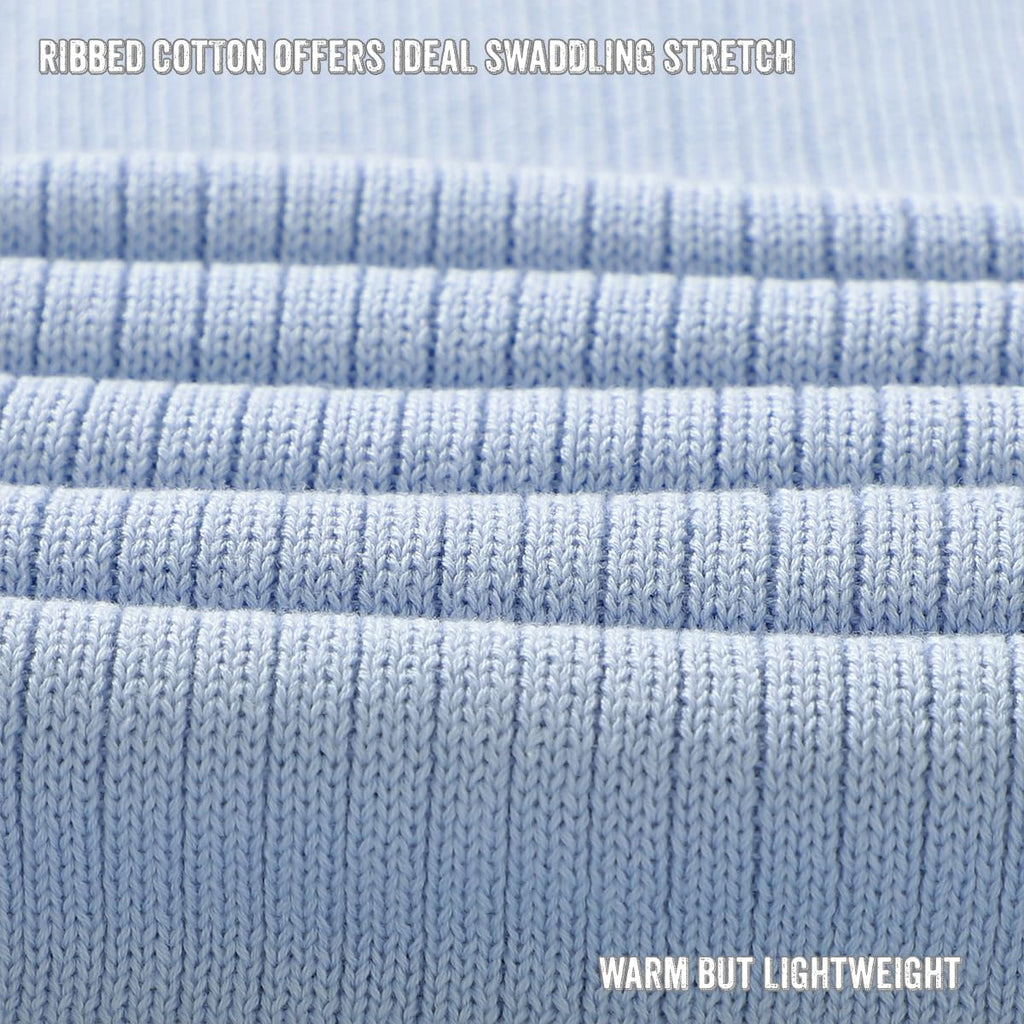 Organic Ribbed Swaddle Blanket for Boys & Girls - 100% Luxury Organic Soft Cotton Knit Warm Cozy Cuddle Stroller Crib Blanket for Newborns, Infants, & Toddlers (Sky Blue)