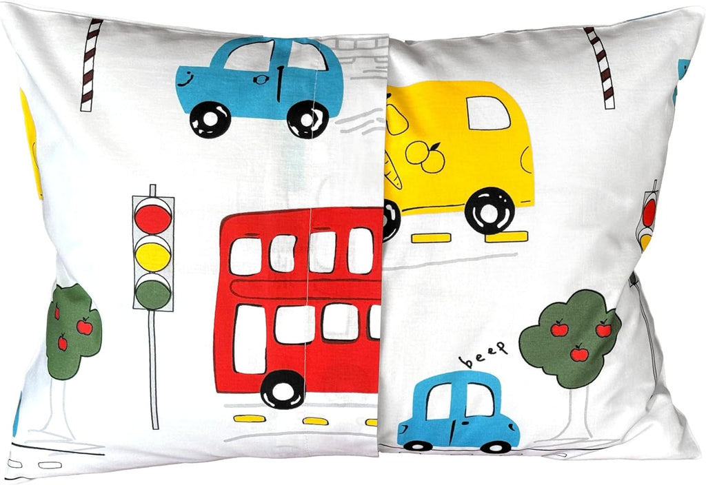 Cars Cotton Toddler Pillowcase 13 x 18 - Cars Kids Pillow Case, Small Travel Pillow Cases, Boys Multicolored Cars