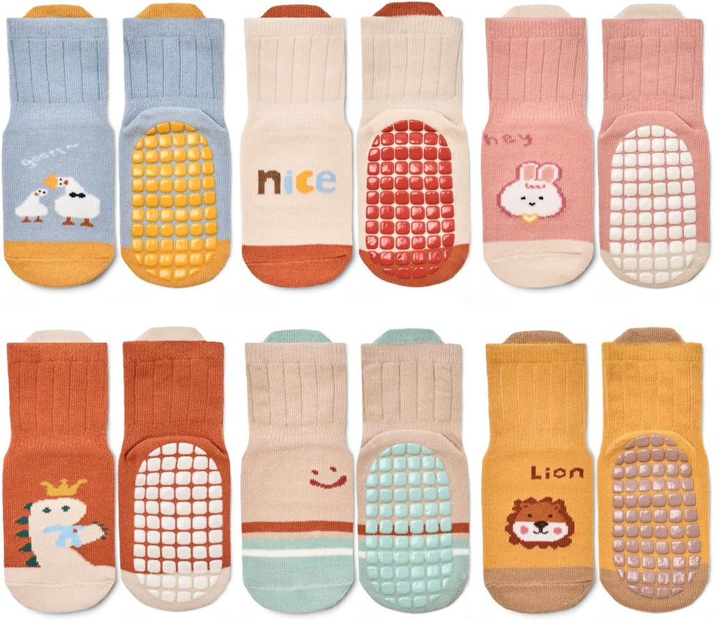 Baby Non Slip Ankle Socks with Grippers for 0 Months-7 Years Old Walking Socks