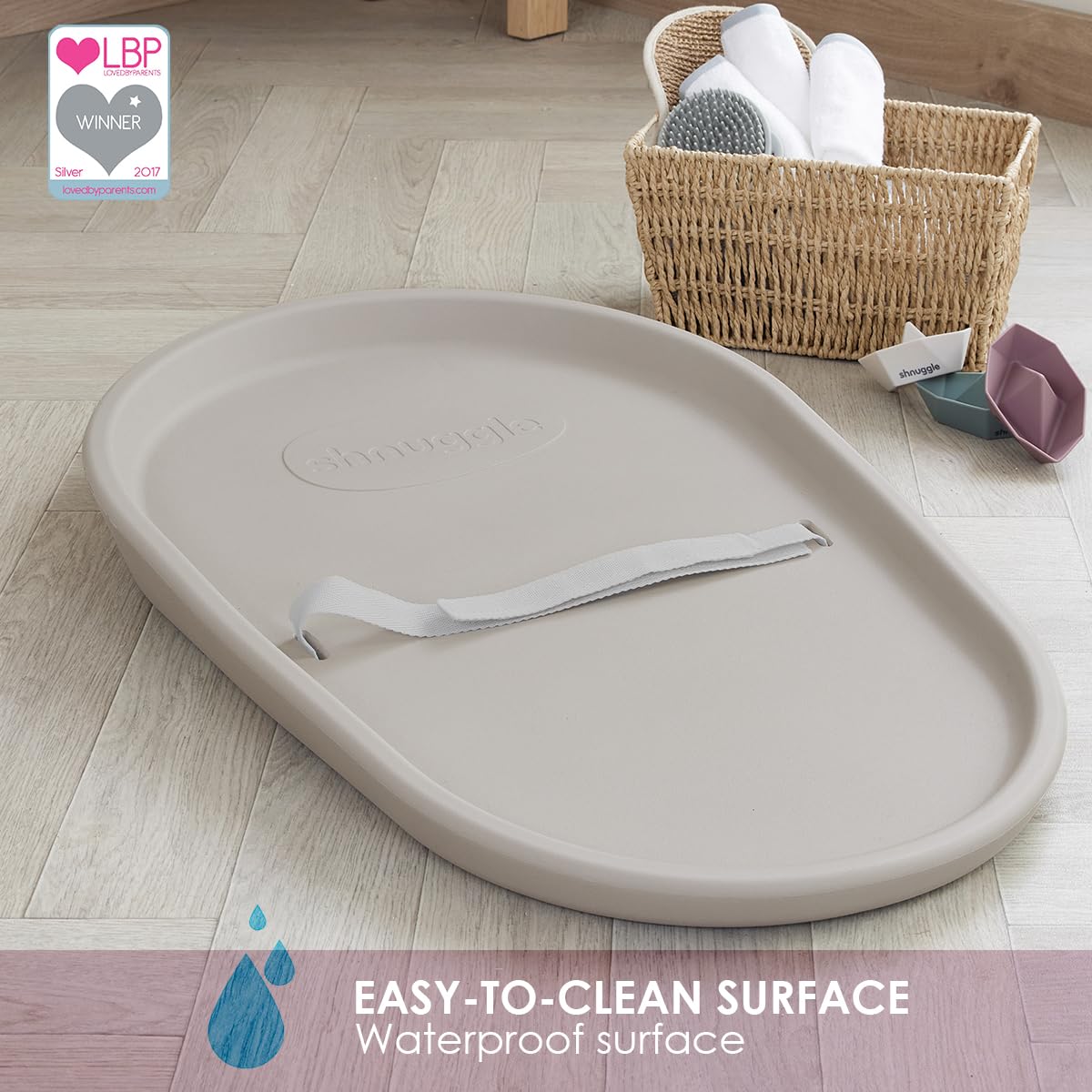 Changing Essentials Bundle - Squishy Changing Mat Taupe + Eco-Touch Diaper Bin + Better Bag Liners - Wipeable, Odor-Locking, Eco-Friendly, No Costly Refills