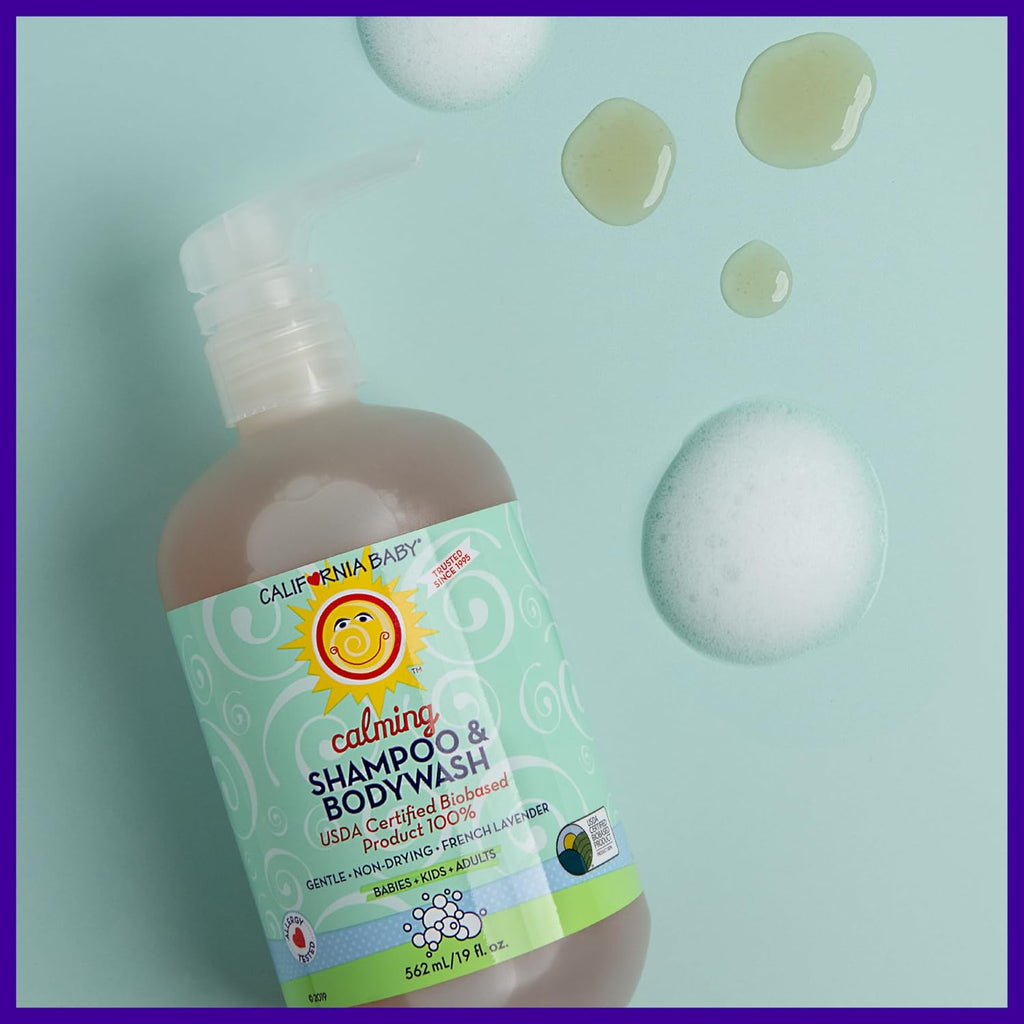 California Baby Calming Baby Shampoo + Baby Wash | 100% Plant-Based | Lavender Body Wash For Sensitive Skin | Hypoallergenic | 251 mL / 8.5 oz.