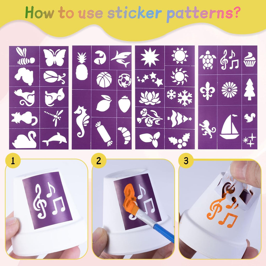 FULAIERGD 3 Pack Wind Chime Making Kit for Kids- Wind Chime Craft Painting Kit-Ceramic Pot, Bells, Stencils and Beads DIY Crafts Gifts for End of Year Student, Christmas, Birthday, Summer Decor