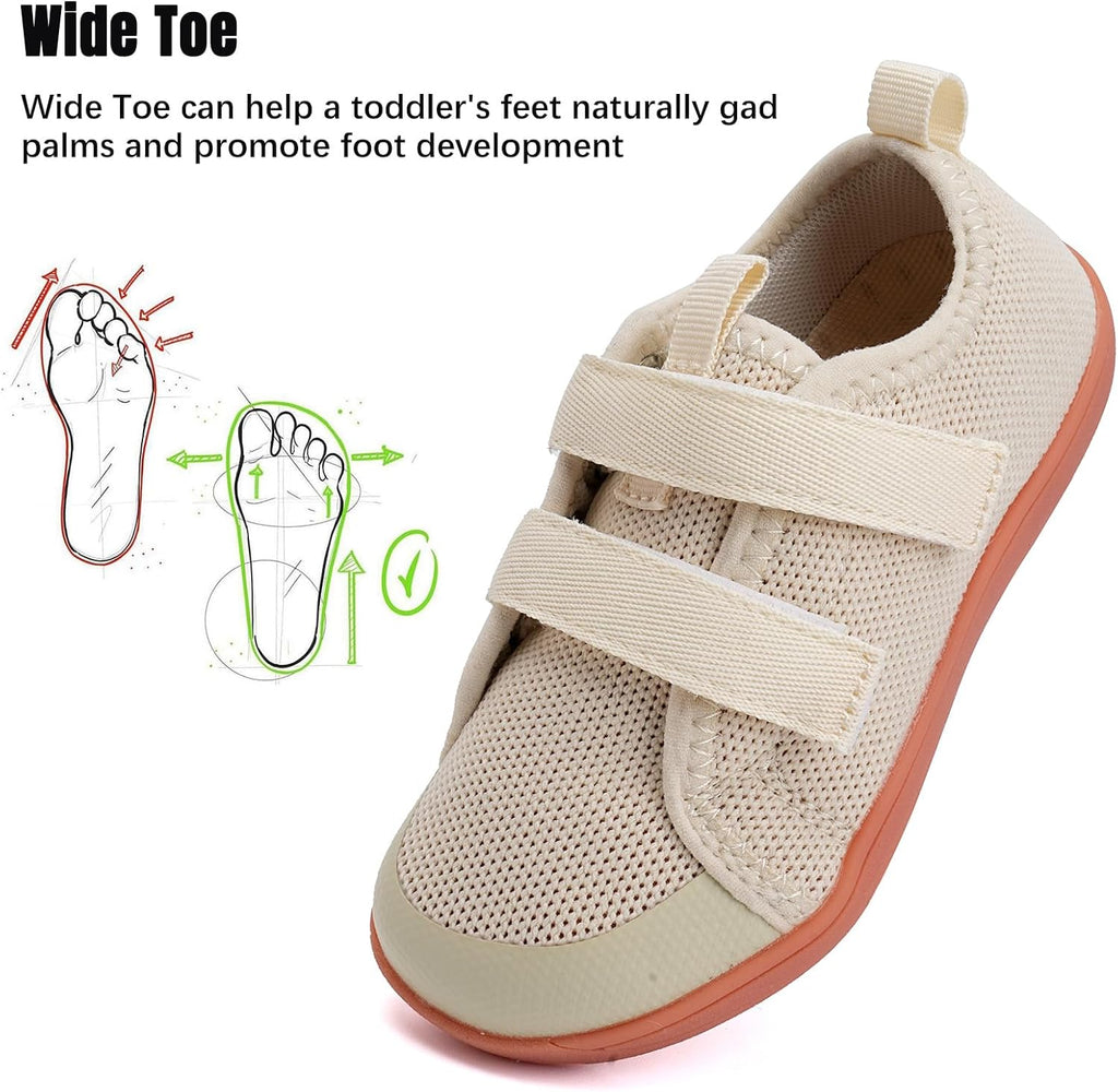 WateLves Toddler Little Kids Wide Barefoot Shoes The First Walking Shoes Girls Boys Breathable Zero Drop Minimalist Sneakers with Wide Toe Box Natural to Grow
