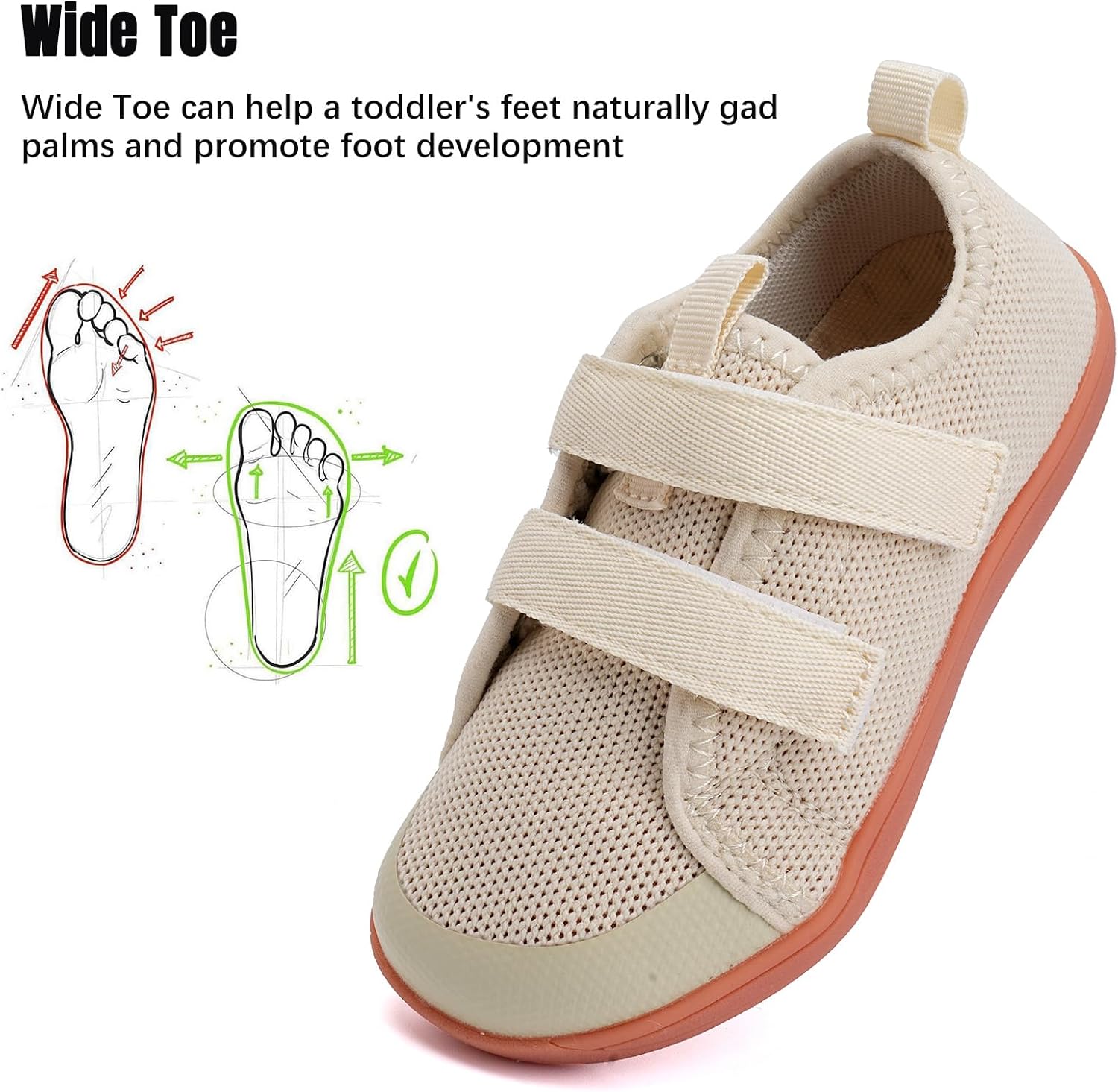 WateLves Toddler Little Kids Wide Barefoot Shoes The First Walking Shoes Girls Boys Breathable Zero Drop Minimalist Sneakers with Wide Toe Box Natural to Grow