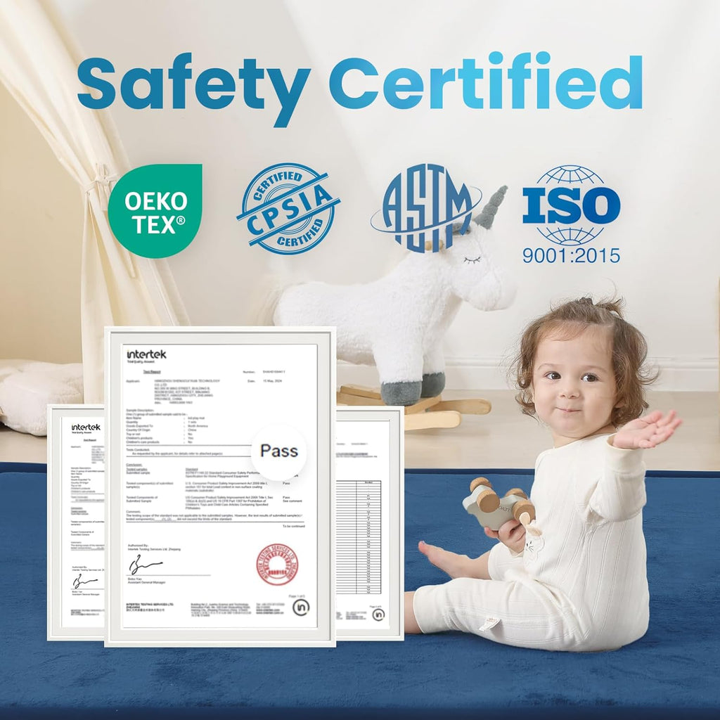 Ultra Soft Baby Play Mat,79"×158" Extra Large Activity Tummy Time Mat for Toddlers,Infants,Kids,Extra Thick Elasti-Foam Nursery Rug for Floor,Non-Slip Safe for Crawling,Water-Repellent(Royal Blue)