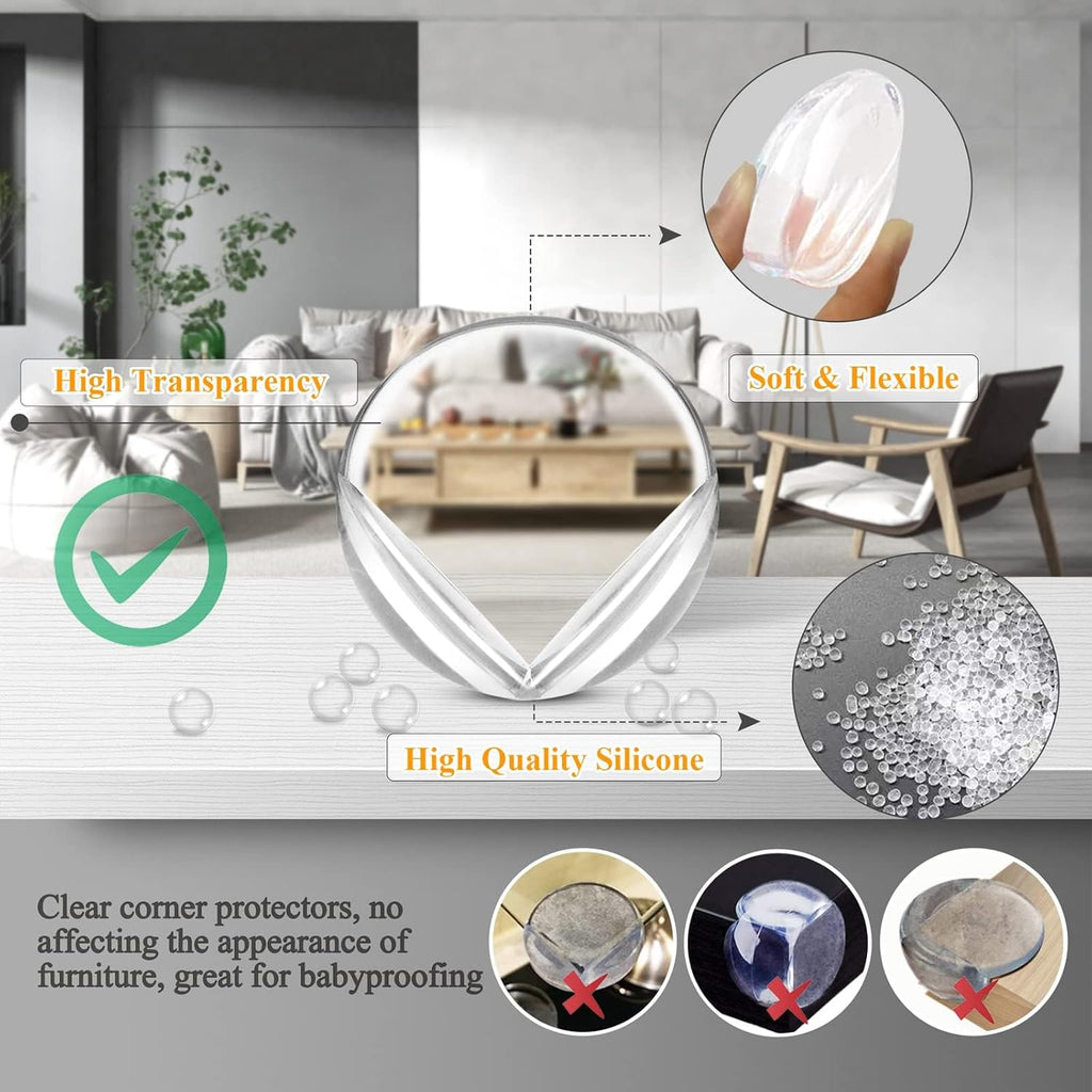 12 Pack Corner Protectors for Baby, Clear Corner Guards Protector Furniture Corner & Edges Safety Bumpers Cushion, Round, 1.6x1.6x0.8 in