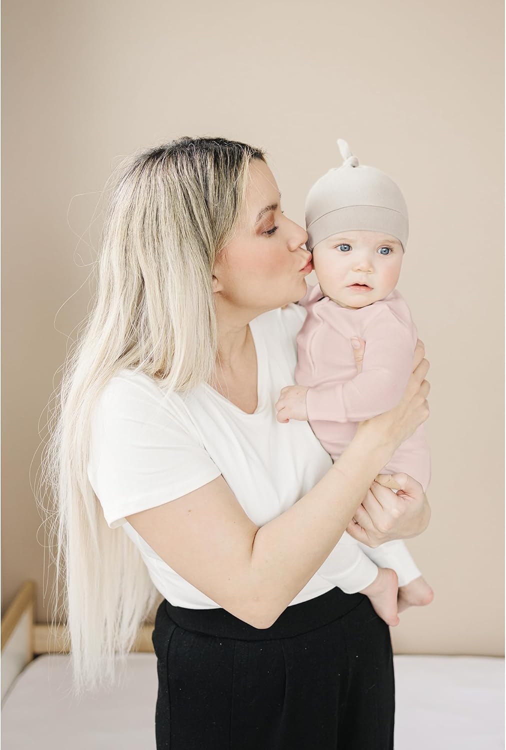 Konssy 6 Pack Baby Newborn Hats Set Knot Beanie Hats Soft for Infant Baby Girls Boys Caps 0-6 Months