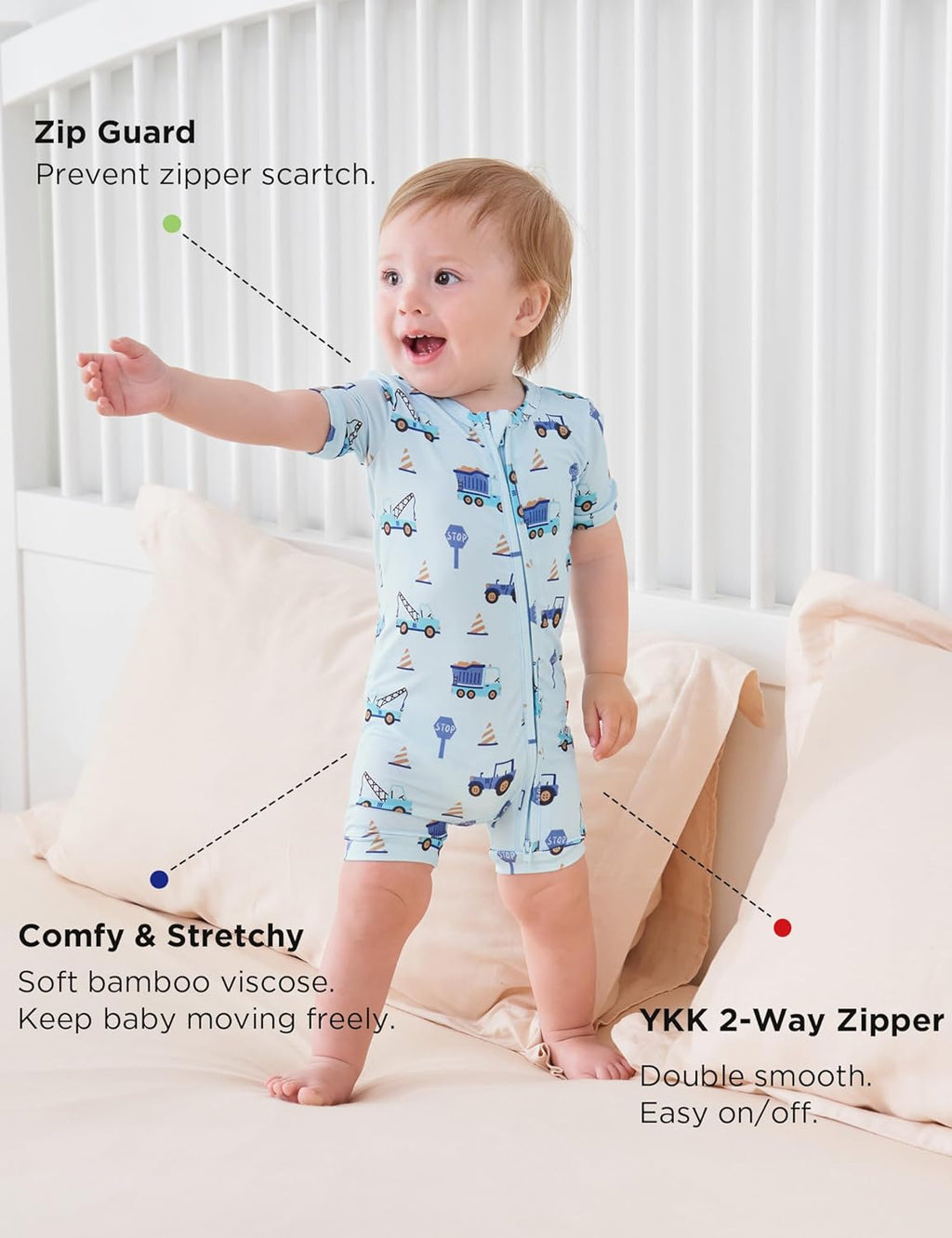 Baby Boys Bamboo Viscose Short Sleeve Romper Soft Comfy Infant Summer Jumpsuit