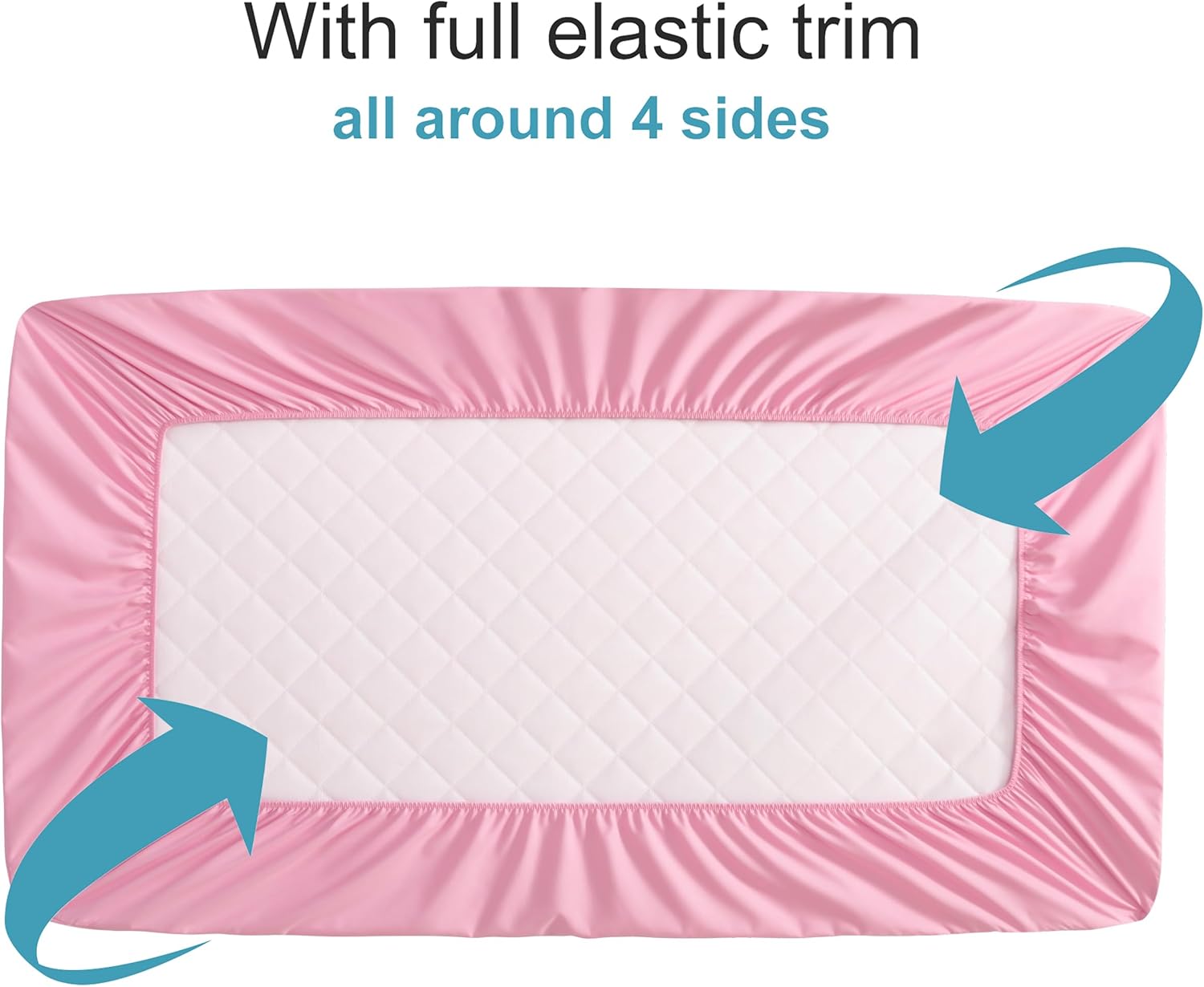 NTBAY 2 Pack Waterproof Mini Crib Mattress Protector, Quilted 24"x38" Fitted Mattress Cover - Machine Washable - Soft and Breathable Baby Mattress Pad Sheet for Mini Crib and Baby Playards, Pink