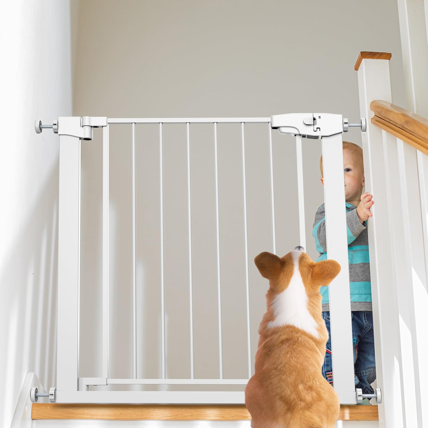 Easy Step Walk-Thru Baby Gate – Adjustable Safety Gate for Babies & Pets, Pressure Mount Kit, Includes Wall Cups & Extensions – 29 to 40.5W x 30.5H inches, CPC Certified