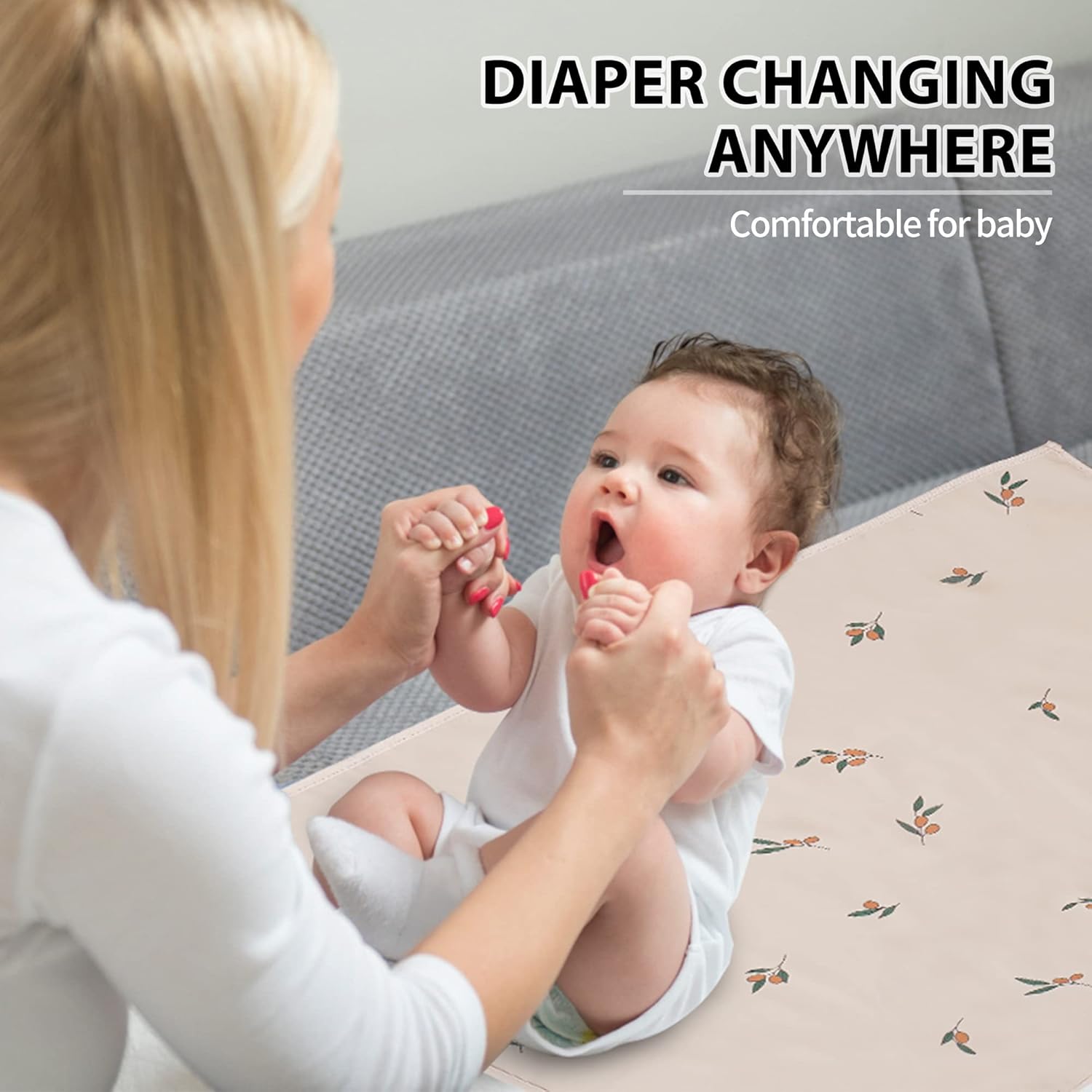 Vegan Leather Baby Changing Mat - Wipeable Portable Changing Pad, Foldable Travel Changing Mat for Baby, Newborns Toddlers Shower Gifts (Branch,20"*28")