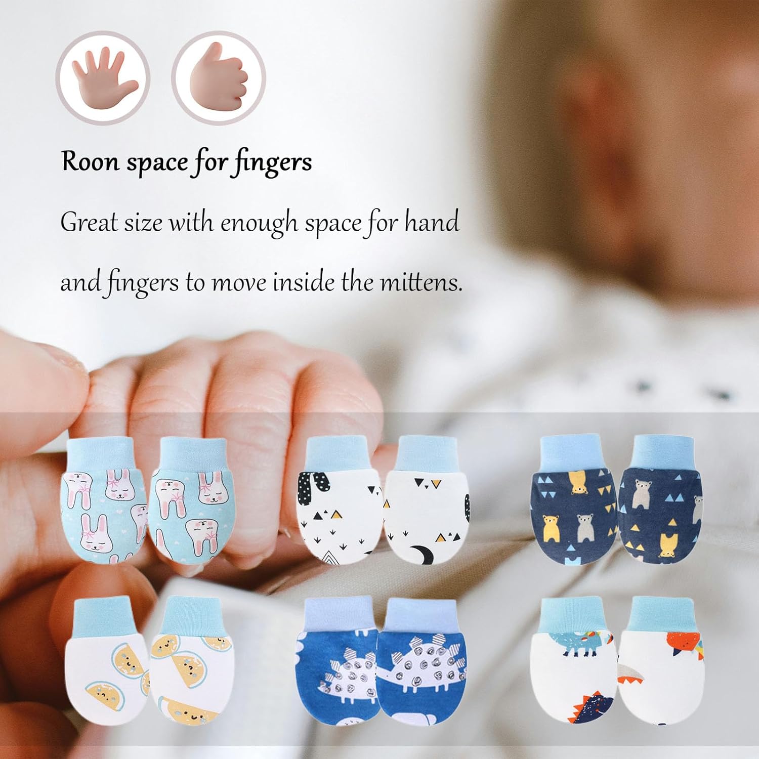 Baby Mittens No Scratch Mittens Infant Soft Gloves Mittens for 0-6 Months Boys Girls