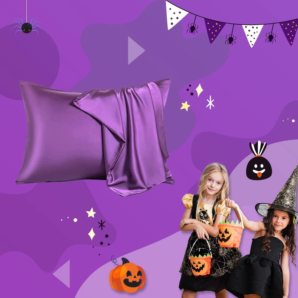 Mulberry Silk Pillowcase for Hair and Skin,Queen Size Cooling Silk Pillow Case with Hidden Zipper,Allergen Proof Dual Sides Soft Breathable Smooth Silk Pillow Cover for Women(Queen,Purple)