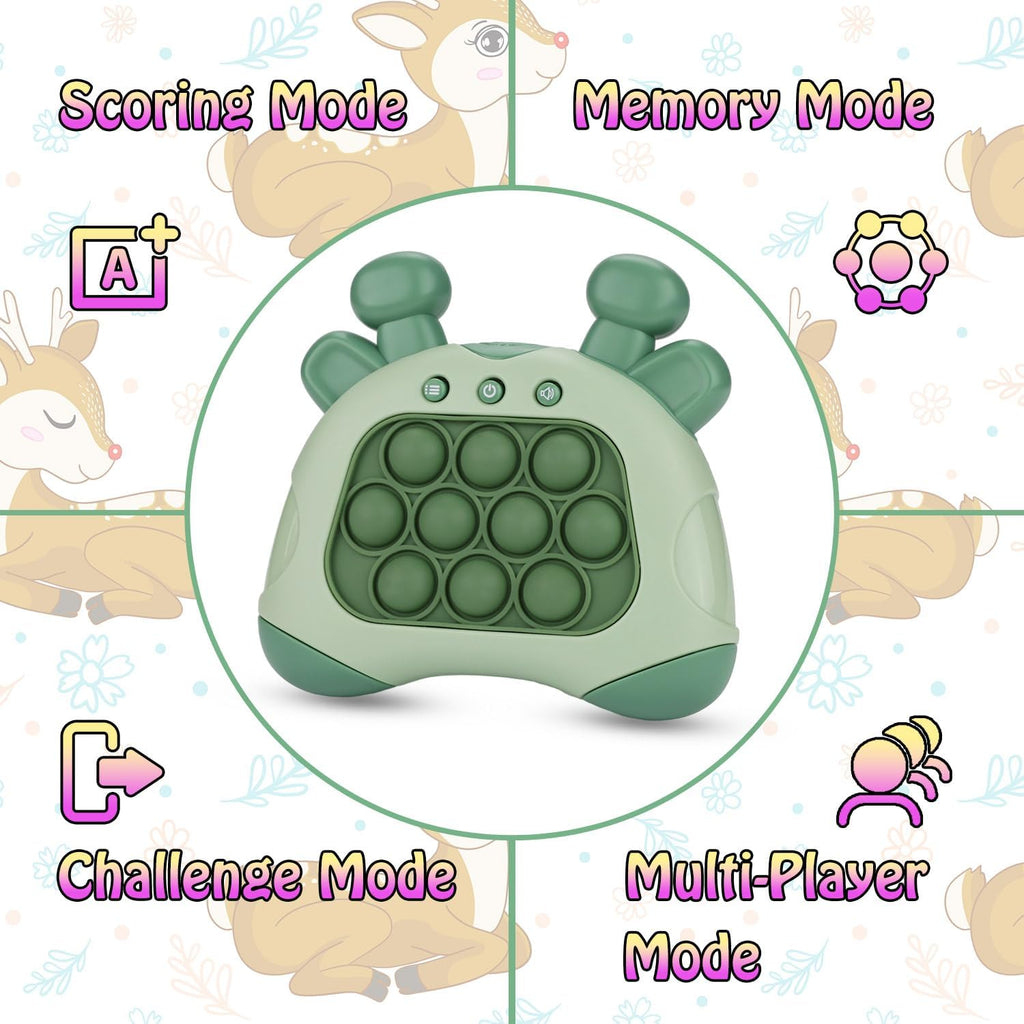 Fast Push Game, Deer Handheld Speed Push Bubble Game Console, Light up Pop Game Sensory Fidget Toys for Kids, Autism Sensory Toys, Birthday Easter Toy for Boys Girls Adults(Green)