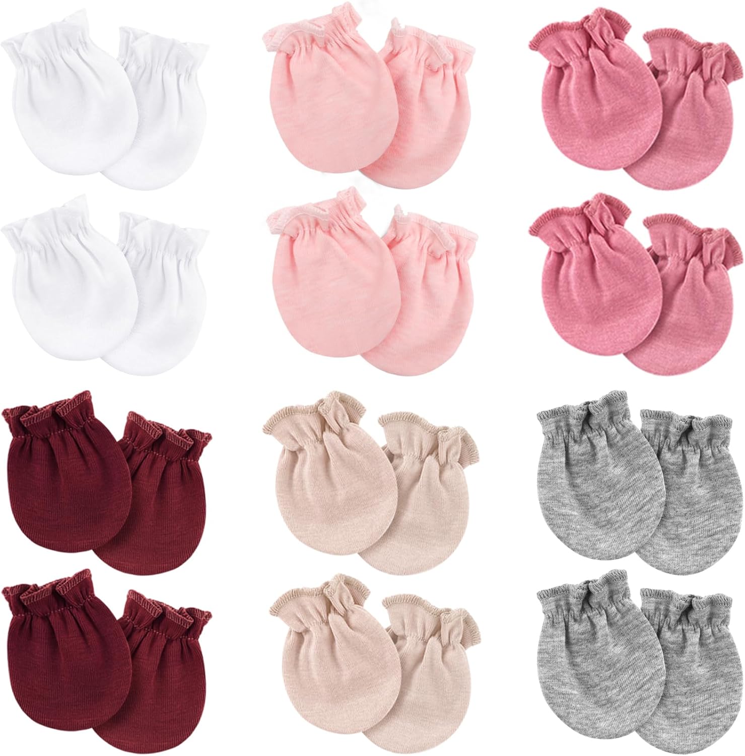 Newborn Baby Mittens No Scratch Cotton Elastic Wrist Gloves Infant Toddler Mittens for Baby Boy Girl 0-6 Months