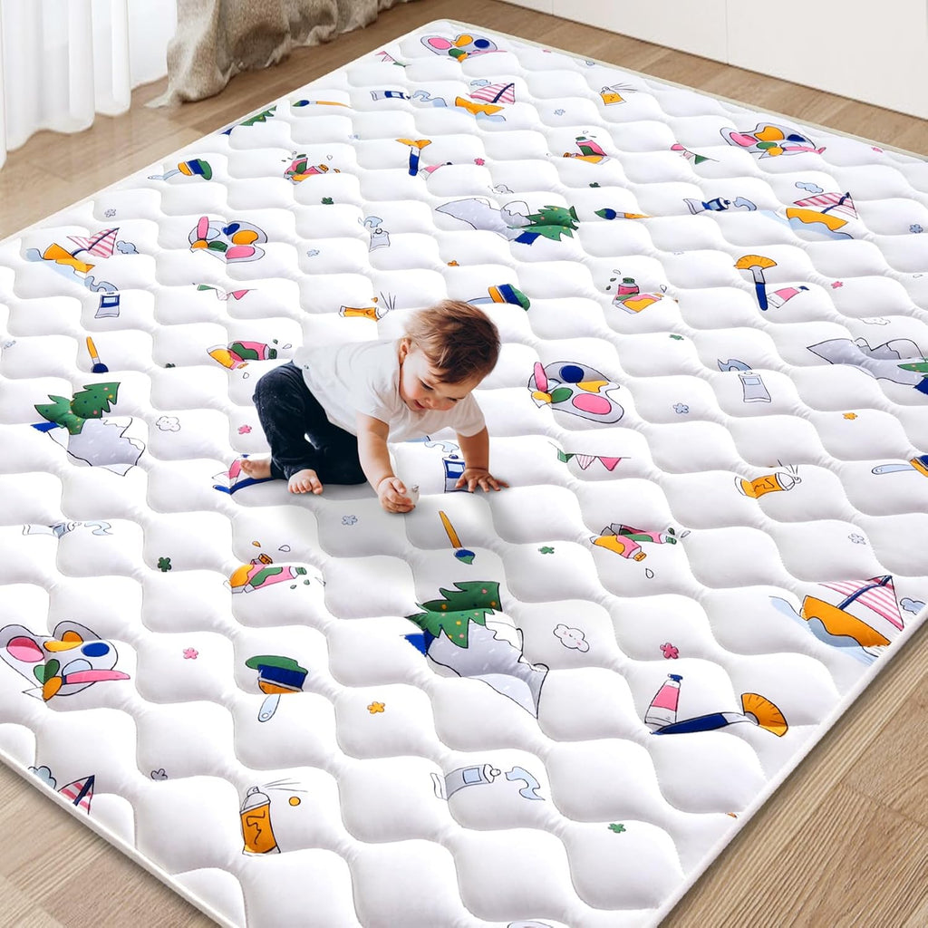 Vibe bear Baby Play Mat 6ft X 4ft, Thicker Foam One-Piece Crawling Mat, Extra Large Anti- Slip Crawling Mat Activity Playmats for Babies,Toddlers, Infants, Play & Tummy Time