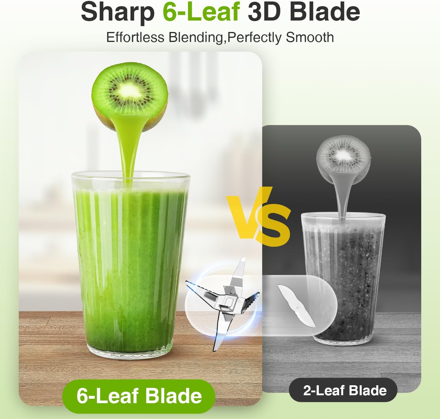 KOIOS Blender for Smoothies,Personal Blender for Shakes and Smoothies with 3 * 22oz To-Go Cups,22000 RPM Smoothie Maker,Detachable 6-leaf Blade Portable Blenders for kitchen,Black