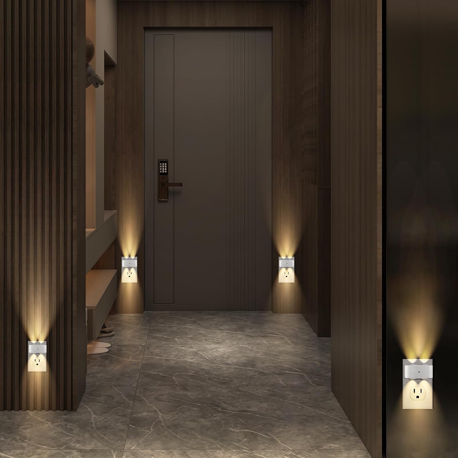 Night Light Plug into Wall, 4 Pack LED Night Lights,Rotatable Plug Night Lights,Dusk to Dawn Light Sensor,Nightlights for Hallway Bedroom Stairway,2700K(Non-Dimmable)