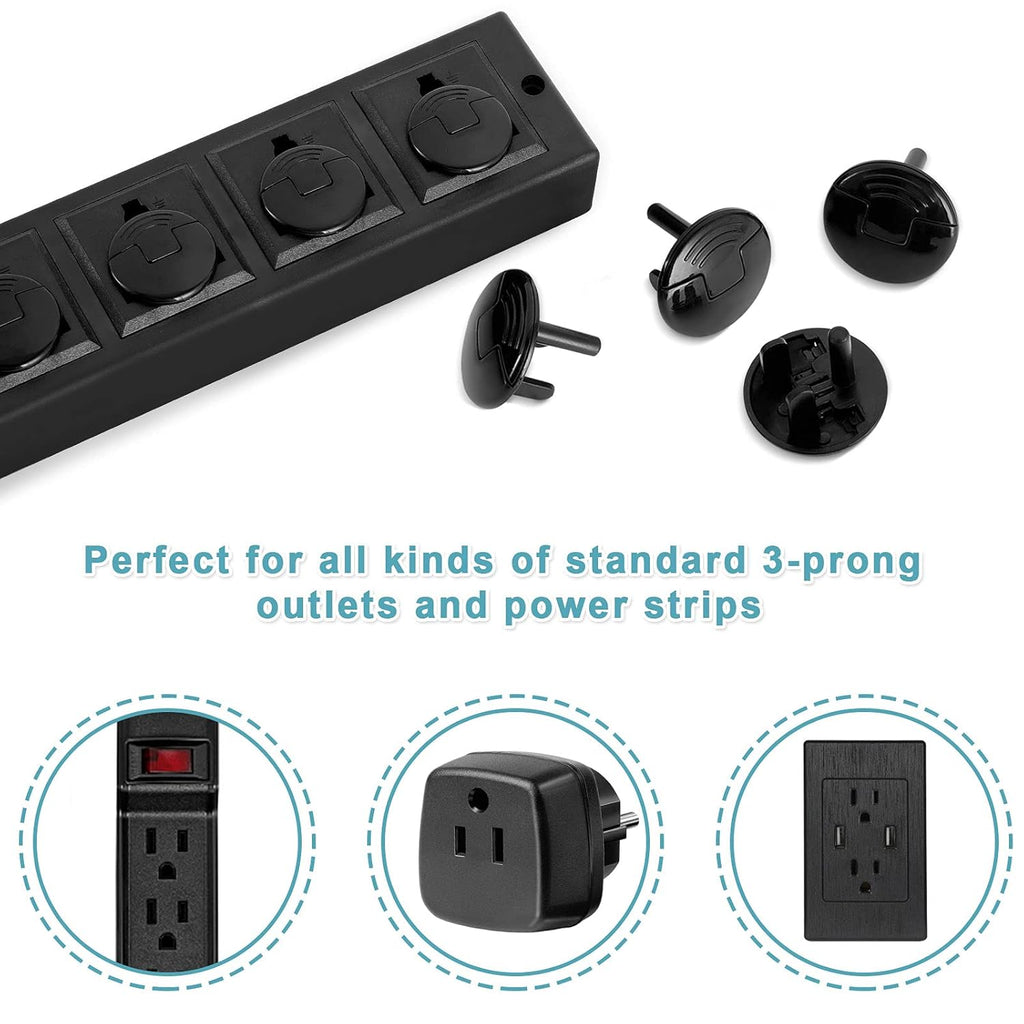 52 Pack Black Safety Outlet Covers Baby Proofing, Electrical Socket Outlet Plugs 3-Prong Child Proof for Kids House
