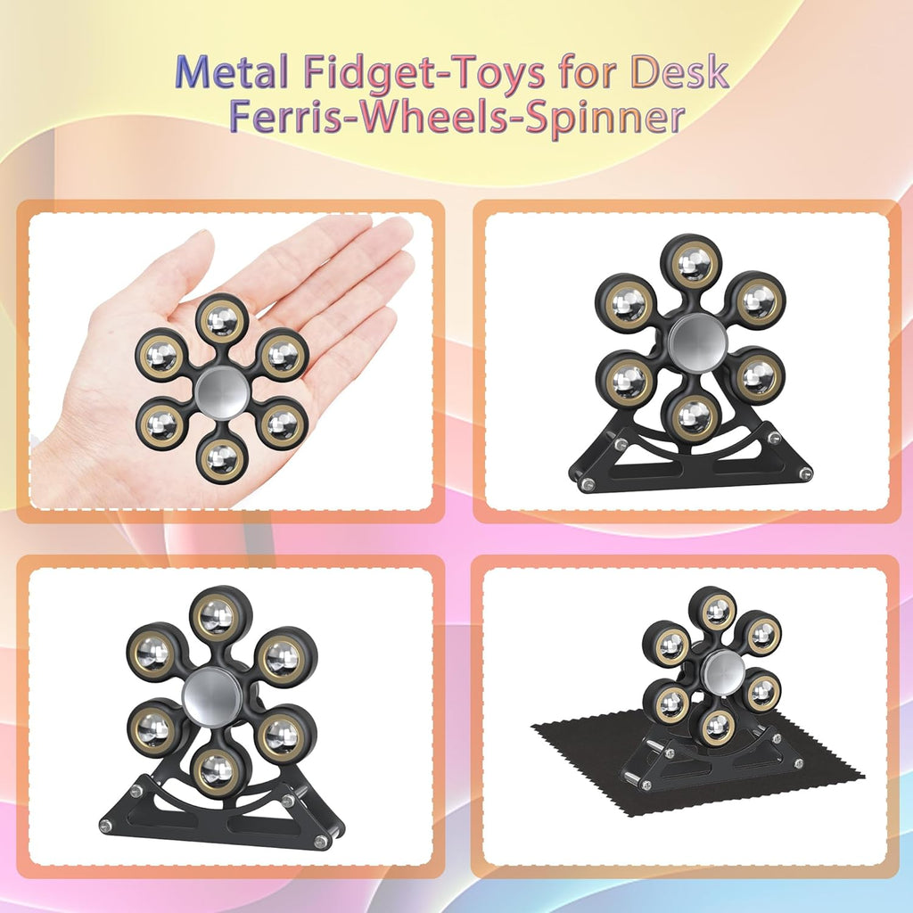 Desk Toys for Fidget Ferris-Wheel Spinner: 4mins Metal Cool-Gadgets Kinetic-EDC-Toy, Cool-Stuff for Kid Children Teen Adult, ADHD Tools Stress Relief Gift for Office Home School Men Woman Christmas