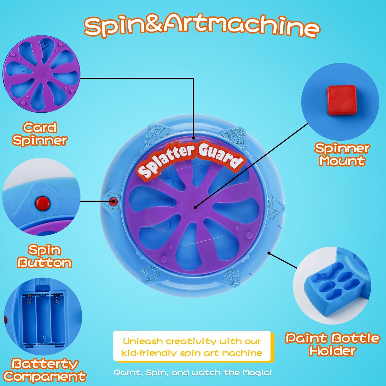 Wings Giant Paint Spin Art Machine Kit for Kids, Paint Spinner with Splatter Guard, Thicker Painting Spinner Arts & Crafts Gifts for Birthday, Toys Kits Set for Boys Girls Ages 6 7 8 9 10