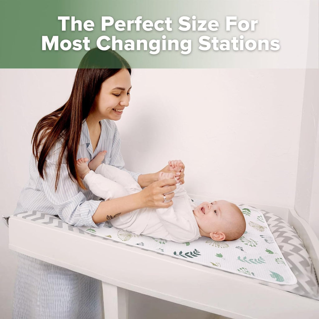 haakaa Waterproof Changing Pad Liners, 100% Cotton, Soft & Breathable (1pc, 19.5" x 27.5" Spring Breeze)