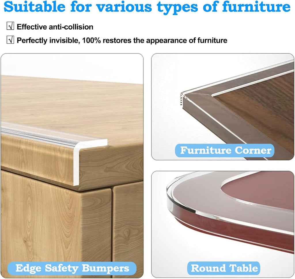 Edge Corner Protector Baby Proofing,Soft Clear Furniture Table Corner Guard & Edge Safety Cabinet Door Bumper,Crib Bumpers,Wall Protector,6.6ft(Width 0.8 in，Thickness 0.08 in)