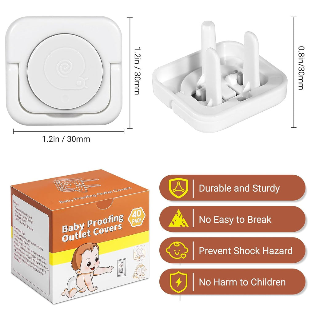 Outlet Covers Baby Proofing, 40 Pack Child Proof Plug Socket Covers Electric Plug Protectors Safety Caps to Prevent Power Shock, for US 3-Prong, White