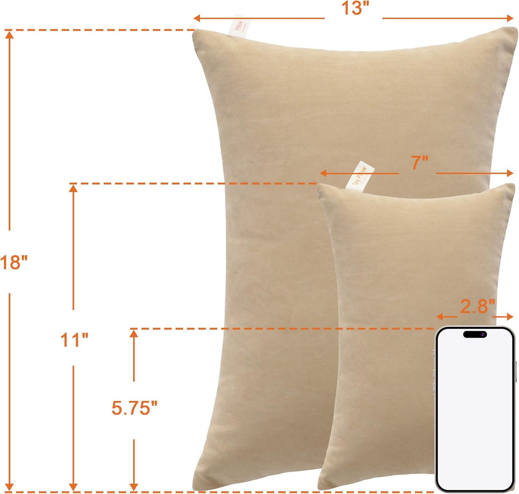 NTBAY Tiny Pillows, Down Alternative 7"x11" Microfiber Mini Pillow for Travel, Pets, Soft Machine Washable Small Pillows for Neck, Wrist, Lumbar and Knee, Light Taupe