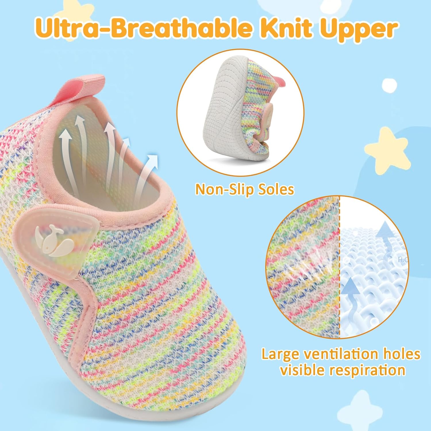 FEETCITY Toddler Walking Shoes Slip On Toddler Shoes Boys Girls Kids Sports Sneakers Casual School Shoes Barefoot Shoes