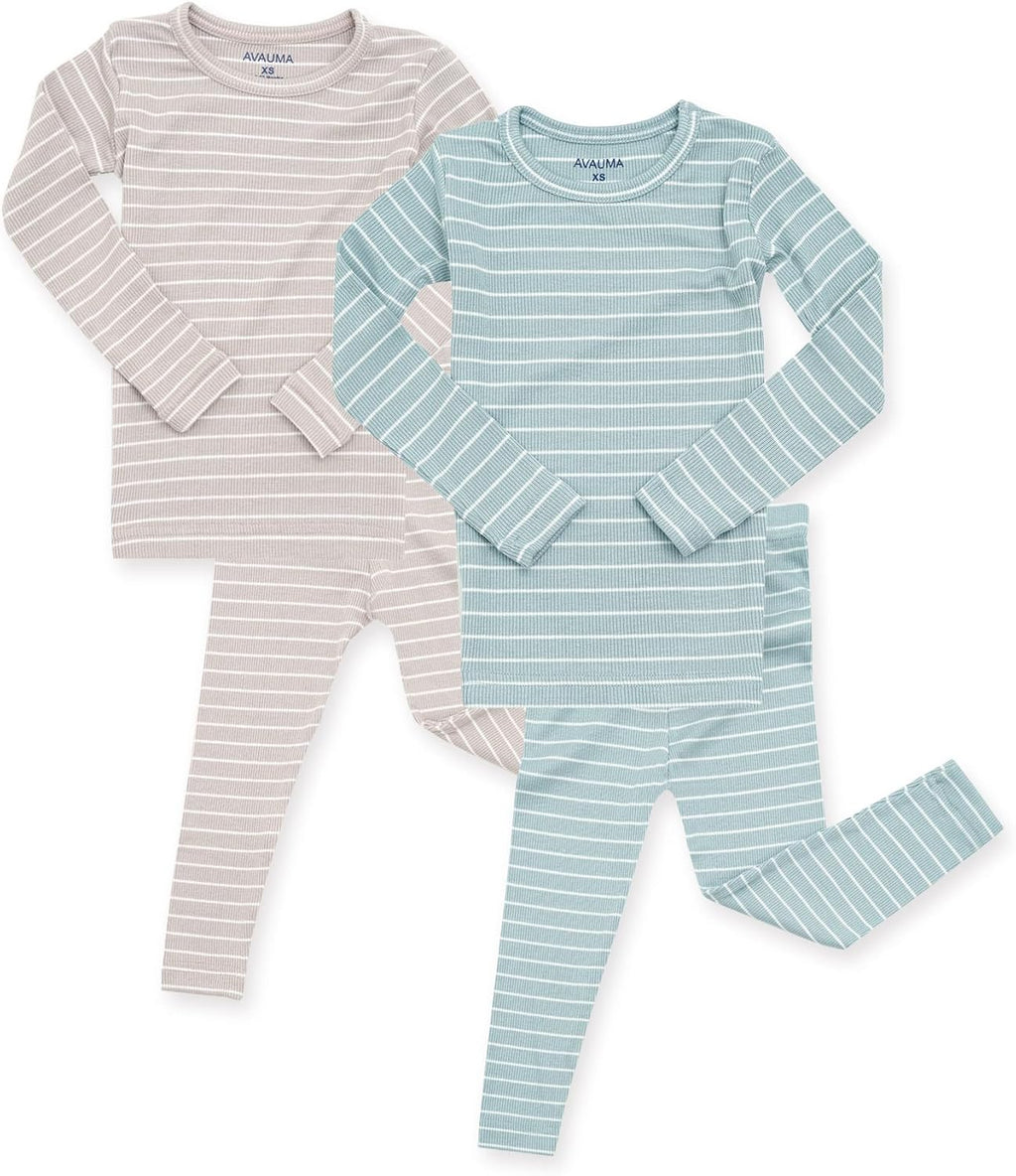 AVAUMA Stripe Pattern Baby Boys Girls Pajama Set Kids Toddler Snug fit Ribbed Sleepwear pjs for Daily Life Style
