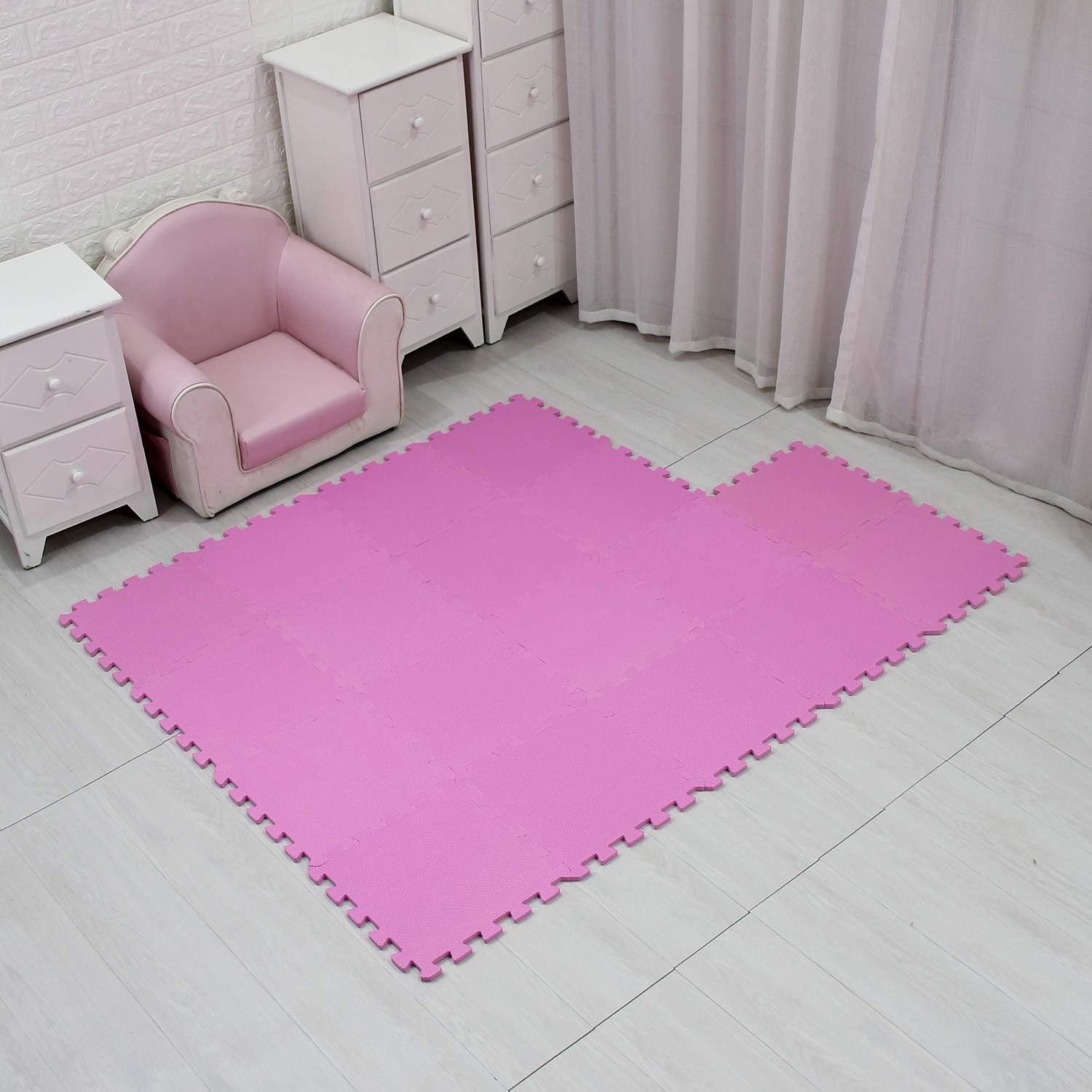 MQIAOHAM® 18 Pieces Puzzle Play Mats, Soft Baby Play Mat, Kids Interlocking Foam Floor Tiles, Toddlers Carpet Playmats G301018-103