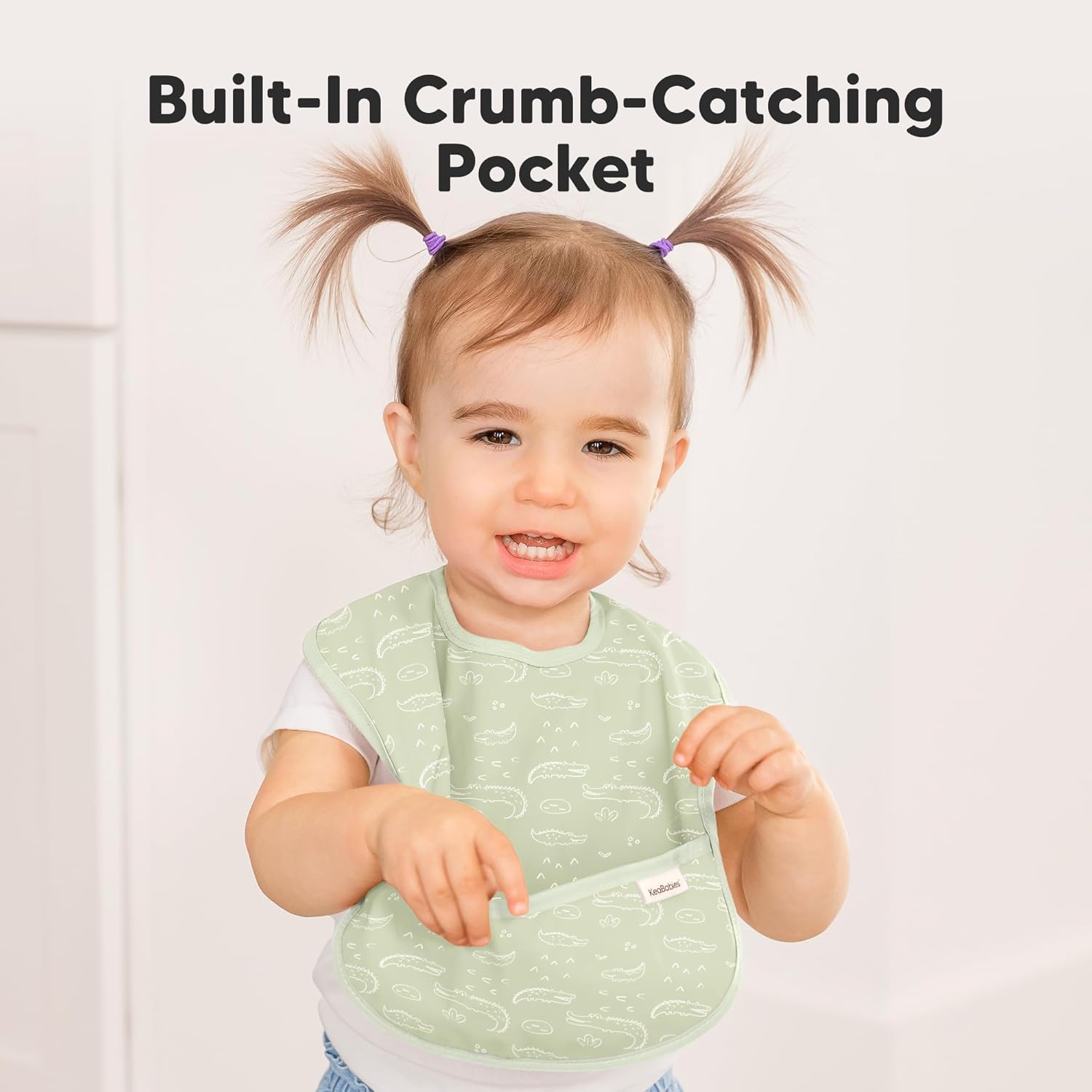 3-Pack Waterproof Baby Bibs for Eating - Lightweight Toddler Feeding Bibs with Large Food Catcher, Mess Proof, Food-Grade Baby Eating Essentials, Easy to Put On & Clean (Wilderness)