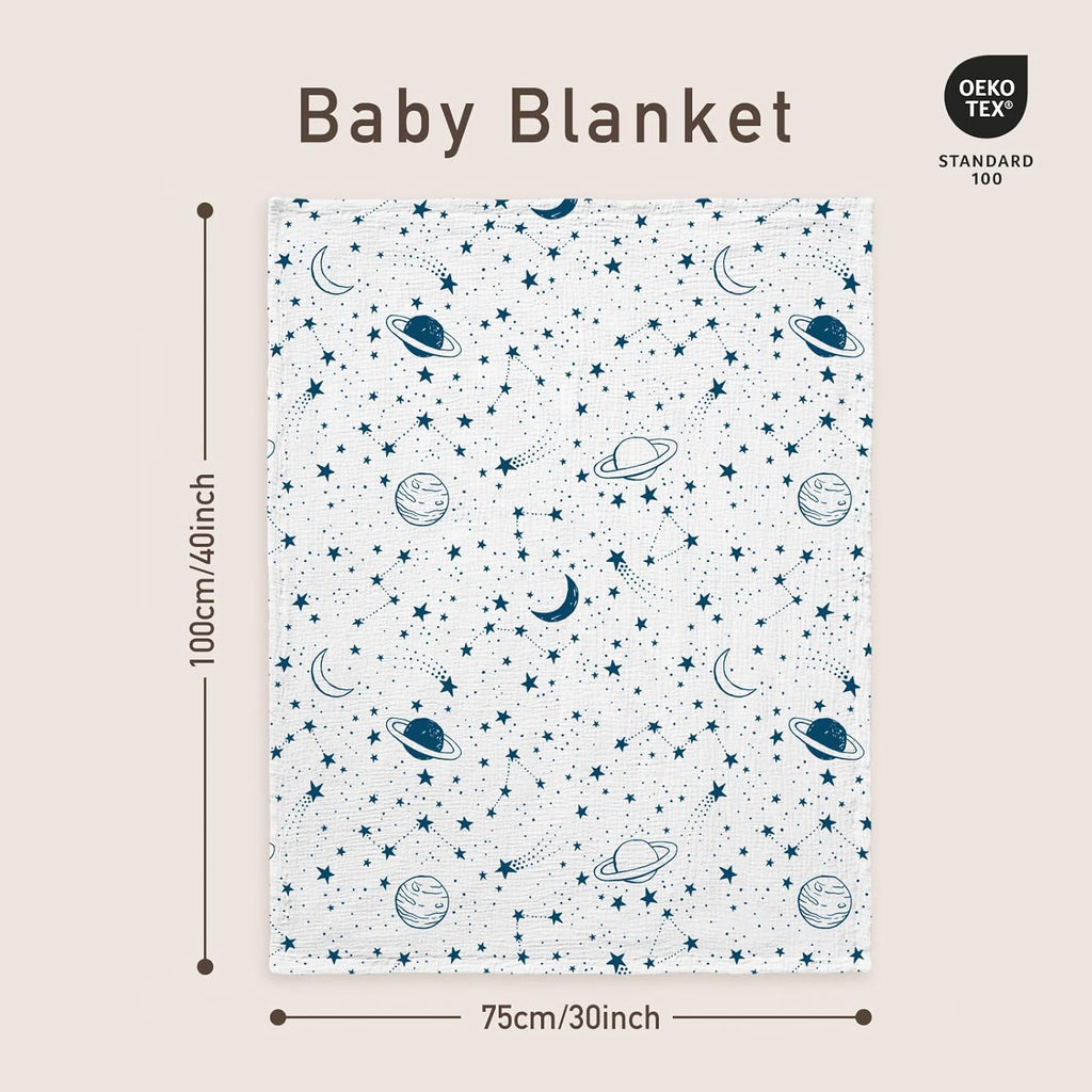 GLLQUEN BABY Blankets for Unisex Boys Girls, Muslin Cotton Front Soft and Breathable, and Dotted Fleece Backing, Printed Bed Nursery Minky Blankets for Toddler Newborn, 30 x 40 inches