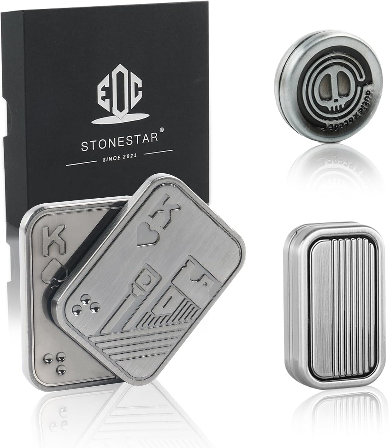 STONESTAR Fidget Toys Pack - Magnetic Metal Fidget Slider Haptic Coin Collection, EDC Fidget Toy for Adults, Helps Relieve ADHD/Anxiety/Stress (Silver)