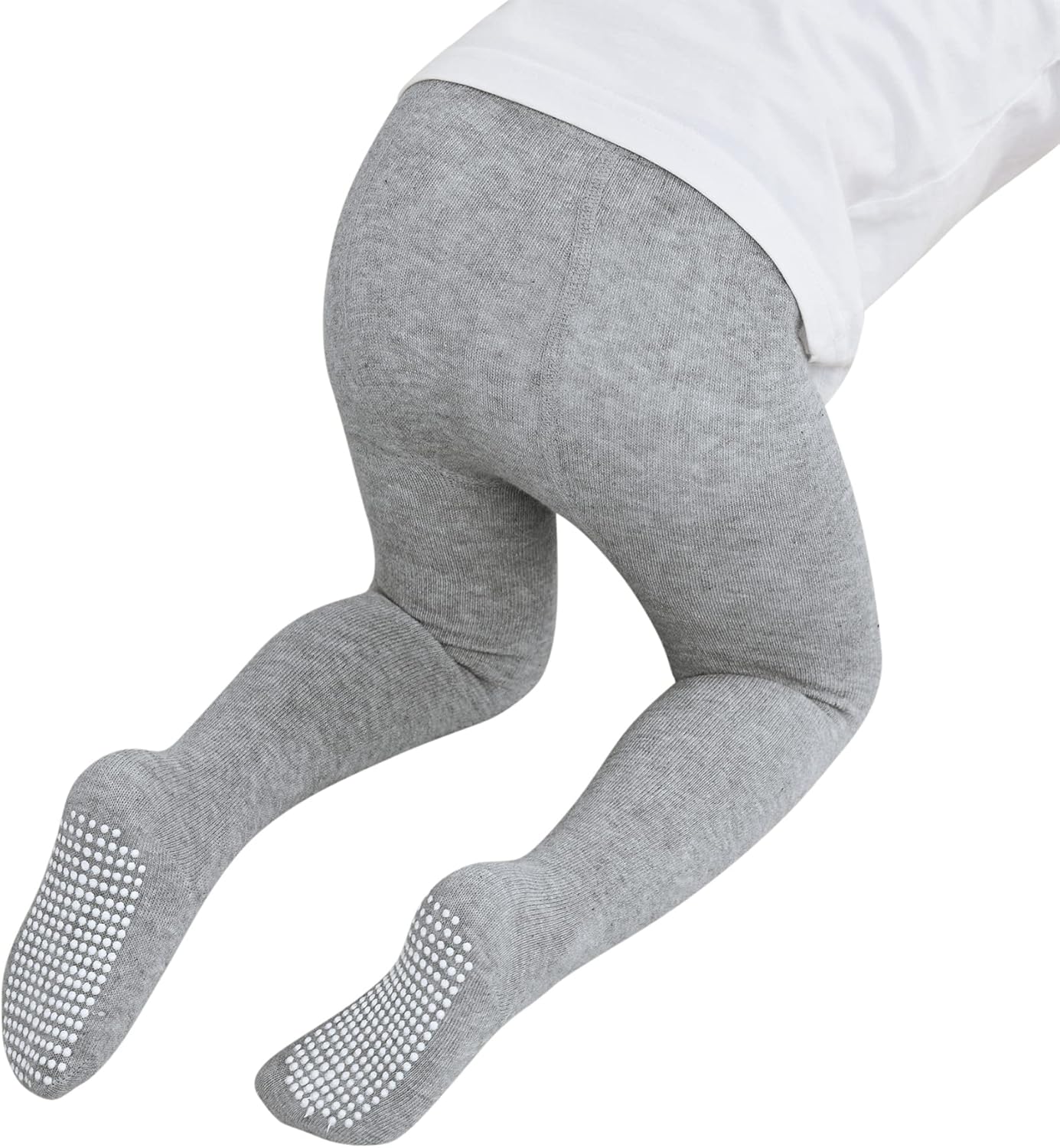 Zando Baby Girls Tights Cozy Cotton Infant Non Slip Grip Leggings Toddler Solid Knit Pantyhose Warm Newborn Stockings