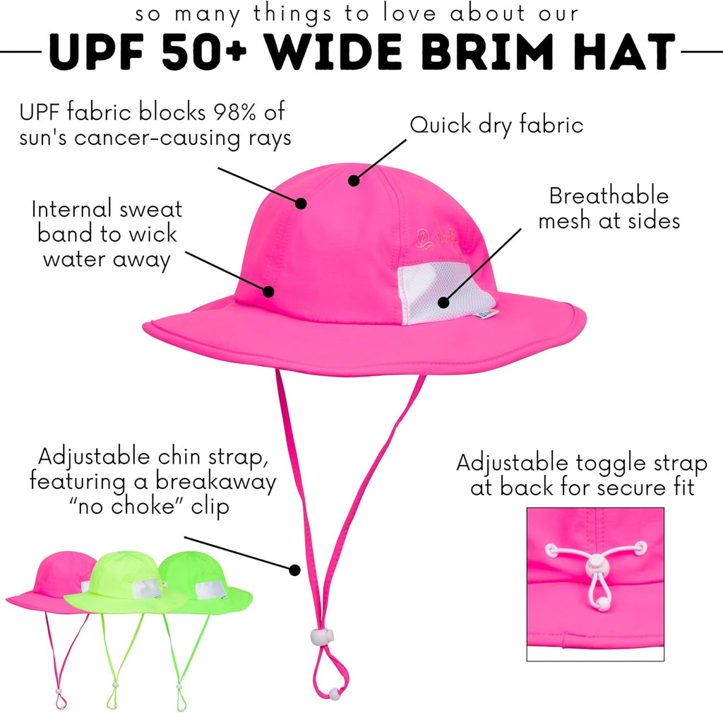 SwimZip Wide Brim Sun Hat | UPF 50+ Protection for Baby, Toddler, and Kids