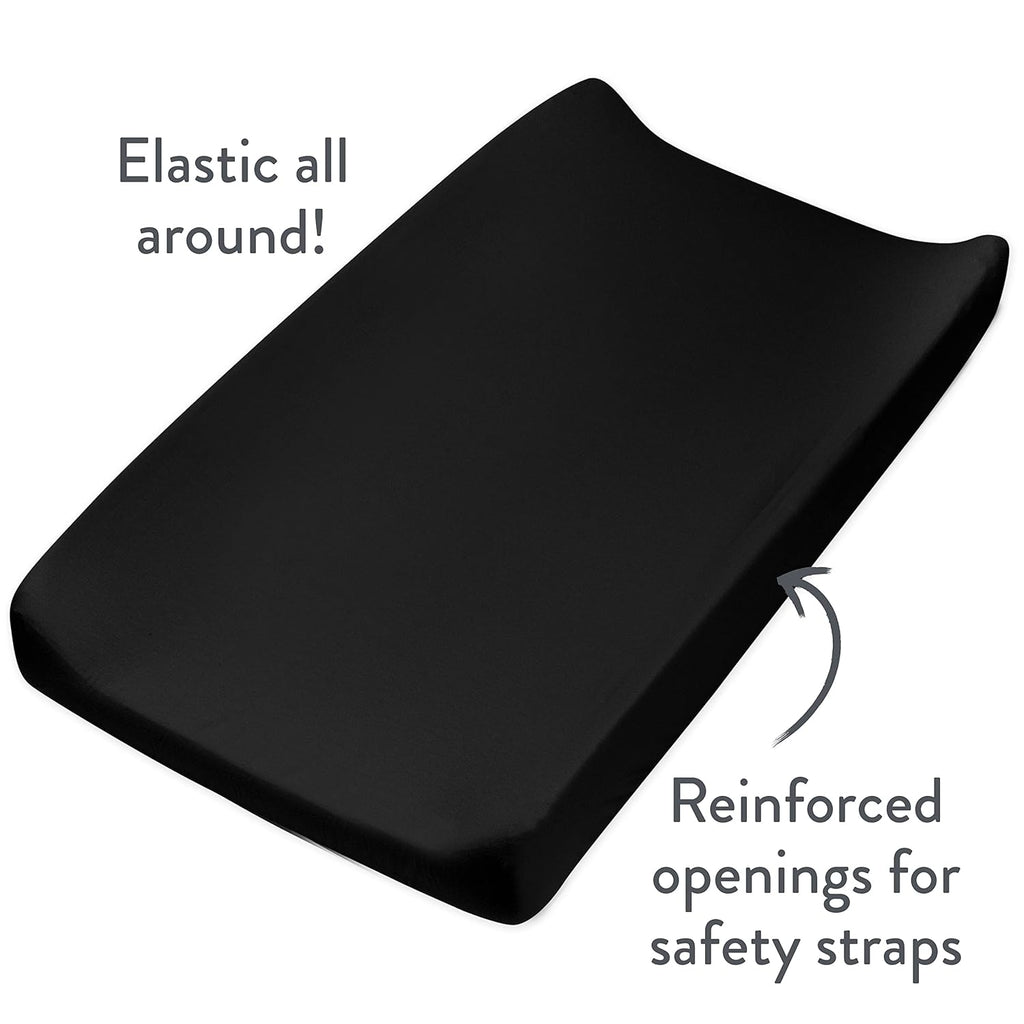 HonestBaby Boys Organic Cotton Changing Pad Cover, Black, One Size