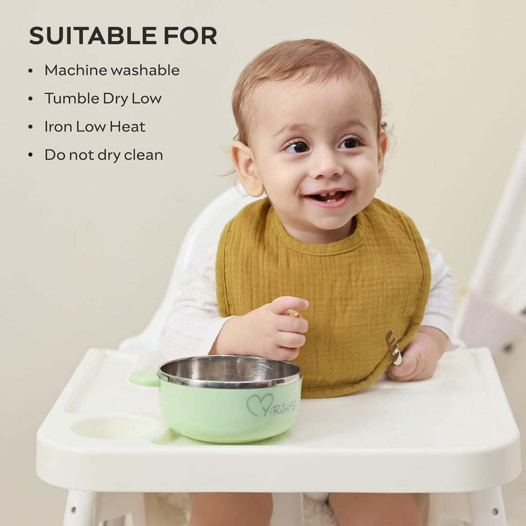 JELLYMONI 8 Pack Muslin Drool Bibs for Babies - Soft Adjustable Bandana Bib with Snaps, Absorbent Unisex Teething Bib for Newborn Girls & Boys