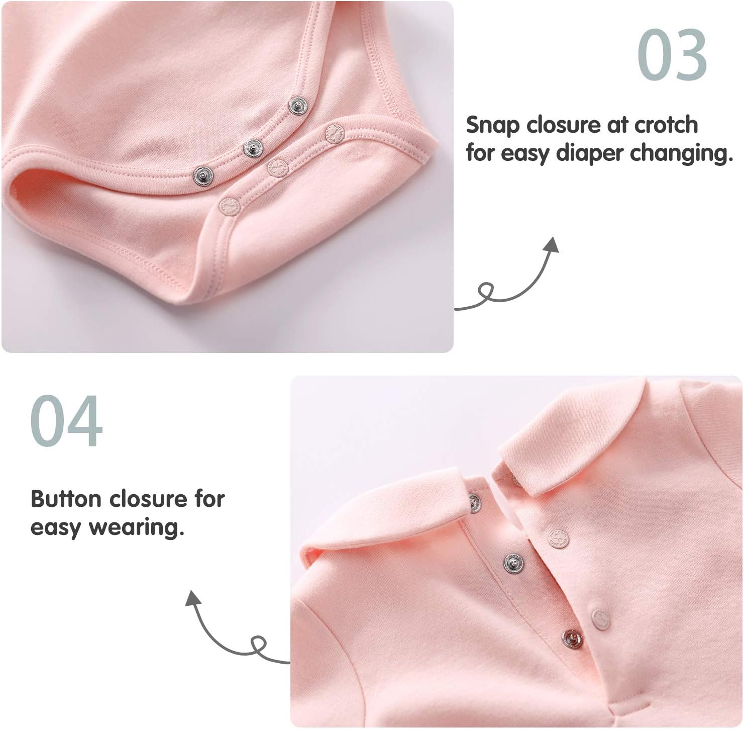 pureborn Baby Boys Girls Bodysuit Super Soft Cotton Romper 0-24 Months