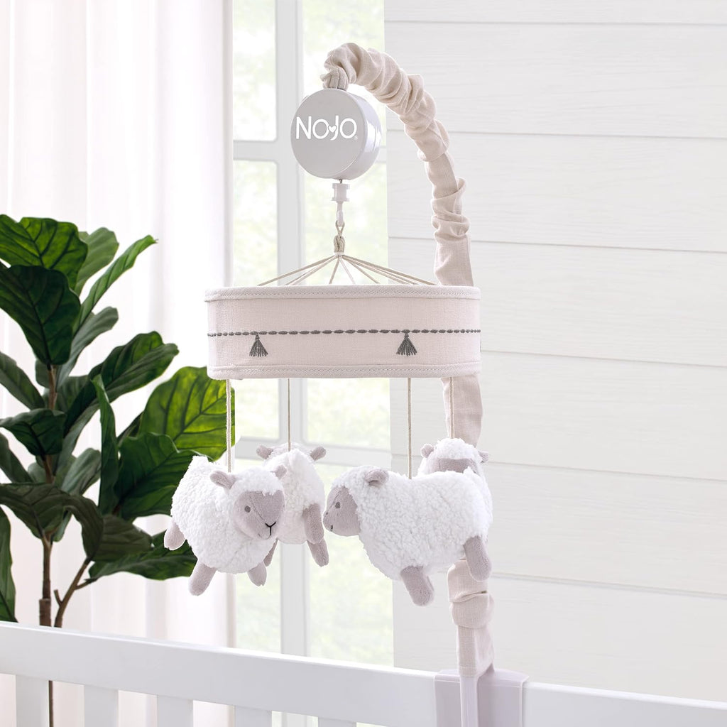 NoJo Together is Better White and Taupe Lambs Musical Mobile