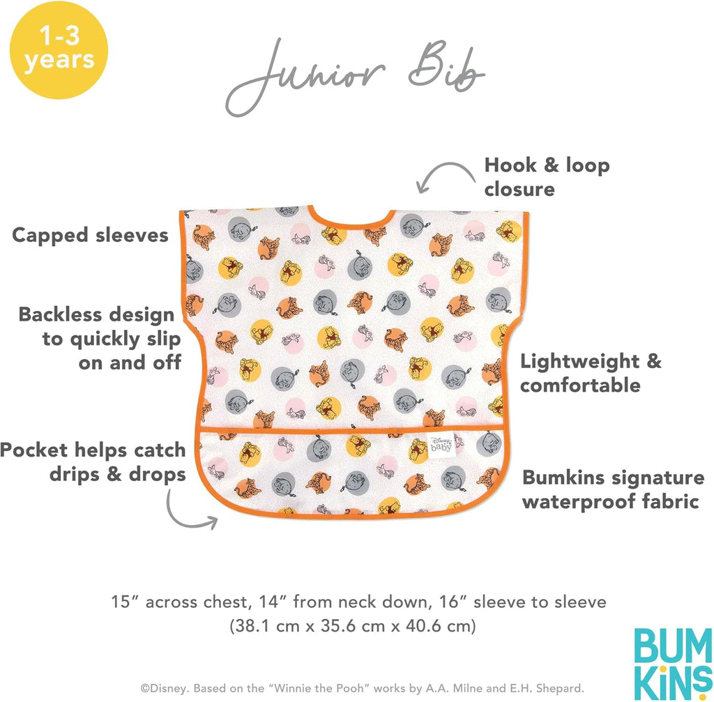 Bumkins Bibs - Toddler Bibs, Waterproof, Large for 1-3 Years, Short Sleeve