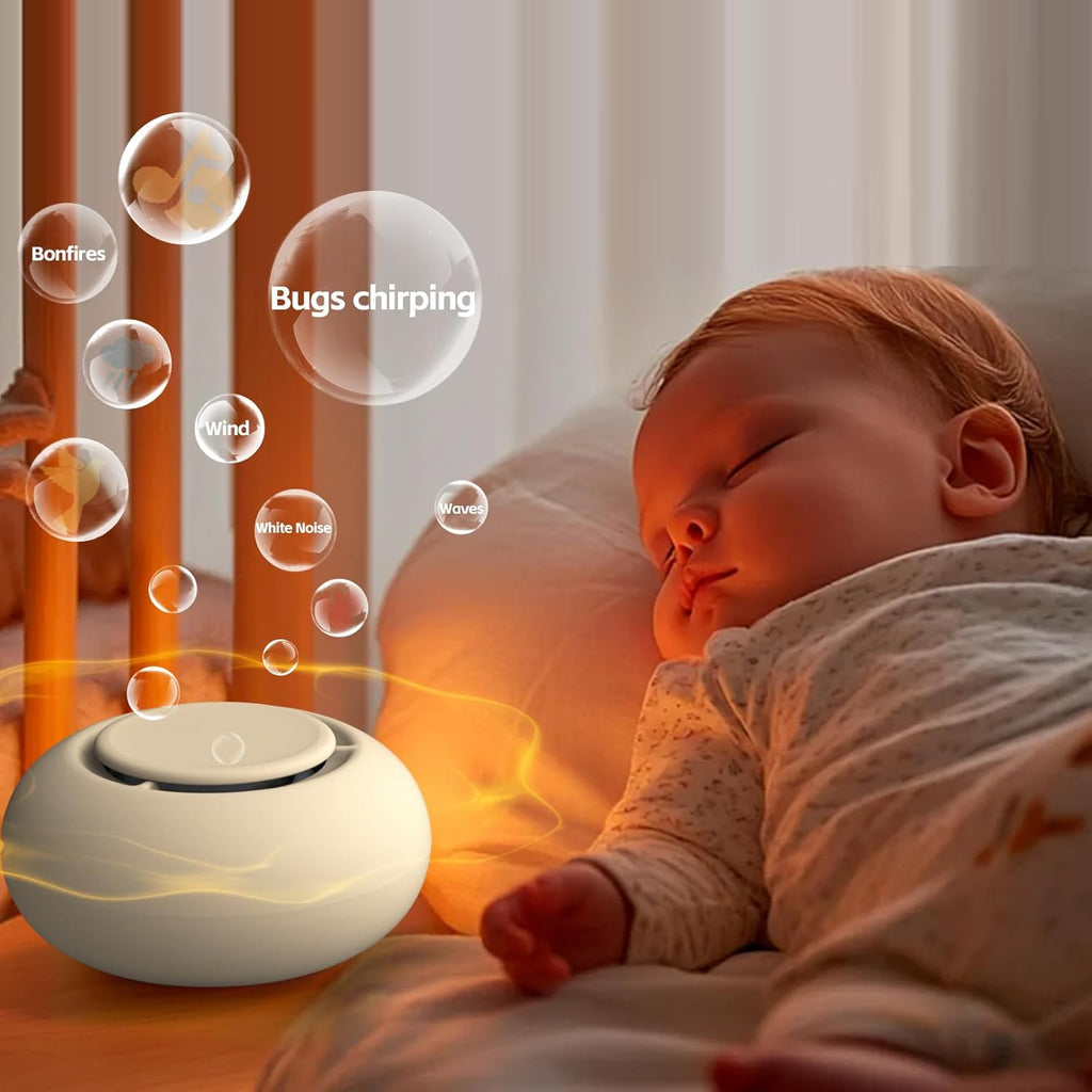 Portable Baby Sound Machine [White Noise for Babies Kids Adults][Sleep Soother][Timer Function][12 Soothing Sounds] 15 Hours Battery Life, Travel,Registry Gift,Shower,Clips on Baby Stroller