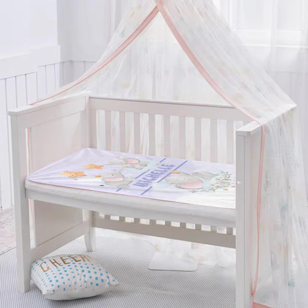 Personalized Baby Blanket with Name, Cute Custom Light Purple Elephant Name Blankets Toddler Girls Soft Flannne Swaddling Blankets Customized Memorial Gift from Nana for Infant Newborn Shower