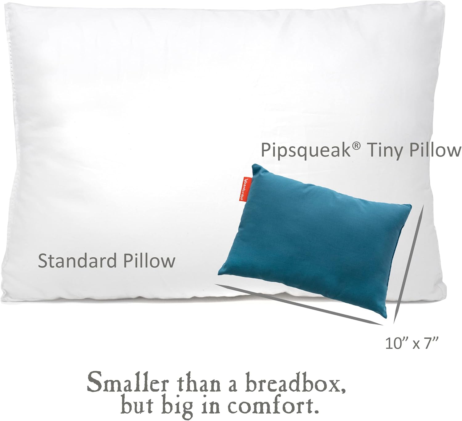 Pipsqueak Pillow - Small, Mini, Tiny - 11 x 7 in - Perfect for Travel, Cars, Airplanes, Camping, Dogs, Toddlers, Kids, Lumbar, Knees and Neck - Ages 2 Yrs and Up