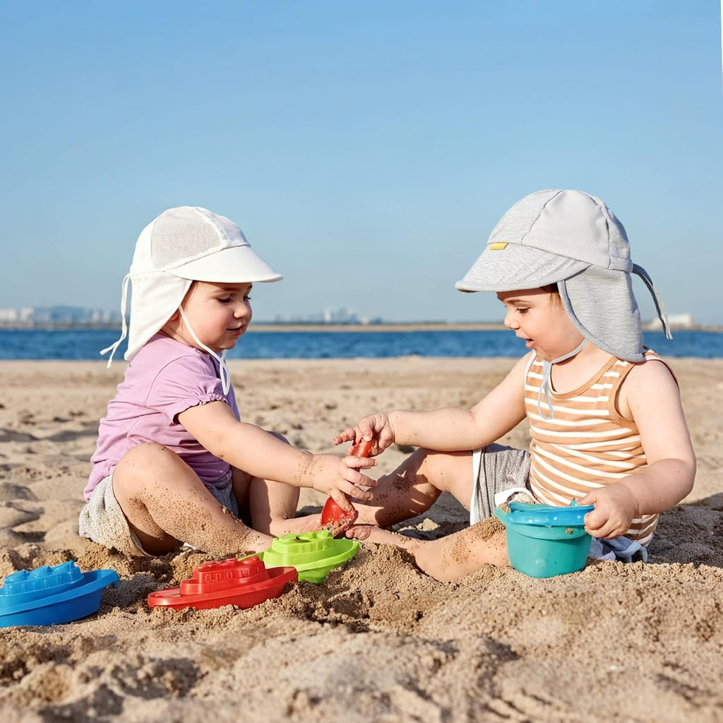Baby Sun Hat with Breathable Mesh, UPF 50+ Cotton Adjusrtable Unisex Toddler Sun Hat for Summer Beach Swim