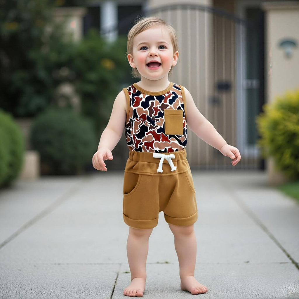 Kupretty Baby Boy Summer Clothes Sleeveless Tank Tops Vest T-Shirt + Casual Shorts Toddler Outfits Set